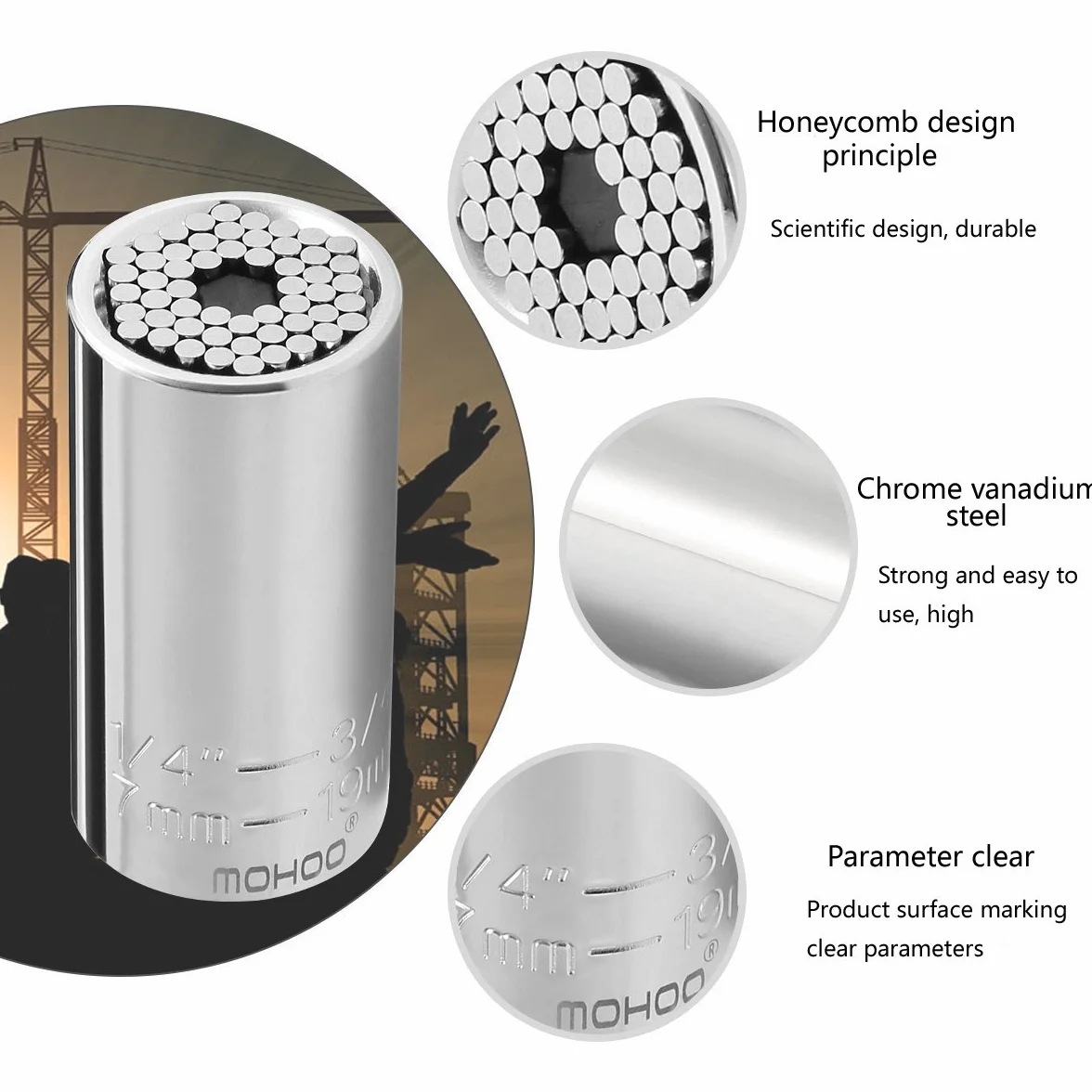 Zestaw kluczy nasadowych 7-19 mm, uniwersalny adapter narzędzi ręcznych, zestaw naprawczy do motoryzacji