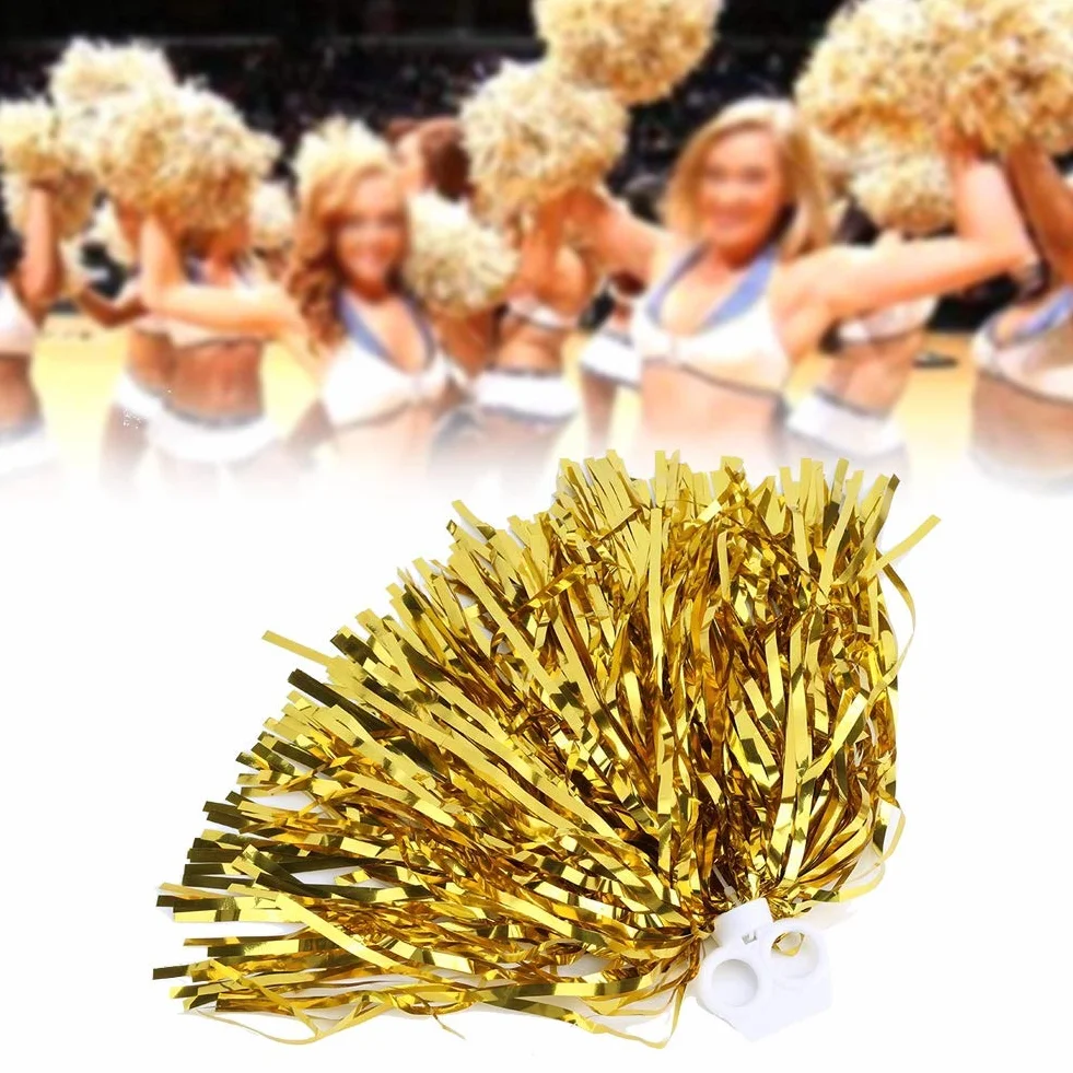 6szt Pompony do cheerleaderek, pompony sportowe Pompony do cheerleaderek Folia metalowa Pompony do cheerleaderek na przebranie na przyjęcie Kostium Taniec Sport Spotkanie (złoty)