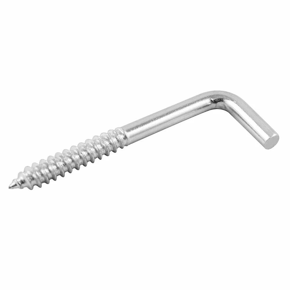 QWORK® Haki śrubowe proste ze stali węglowej, w kształcie litery L, kątowe, śruba hakowa, 40 sztuk, haki śrubowe proste ocynkowane 50 mm × 17 mm