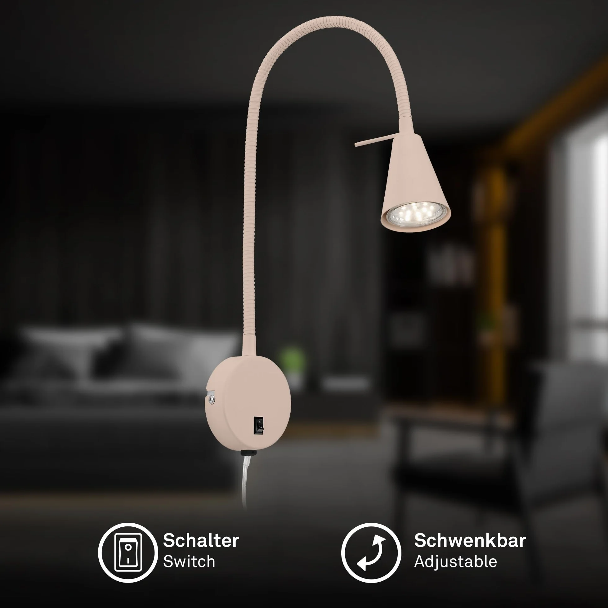 BRILONER Lampa do czytania LED GU10 4,7 W 400 lm ciepłe białe światło kinkiet wewnętrzny