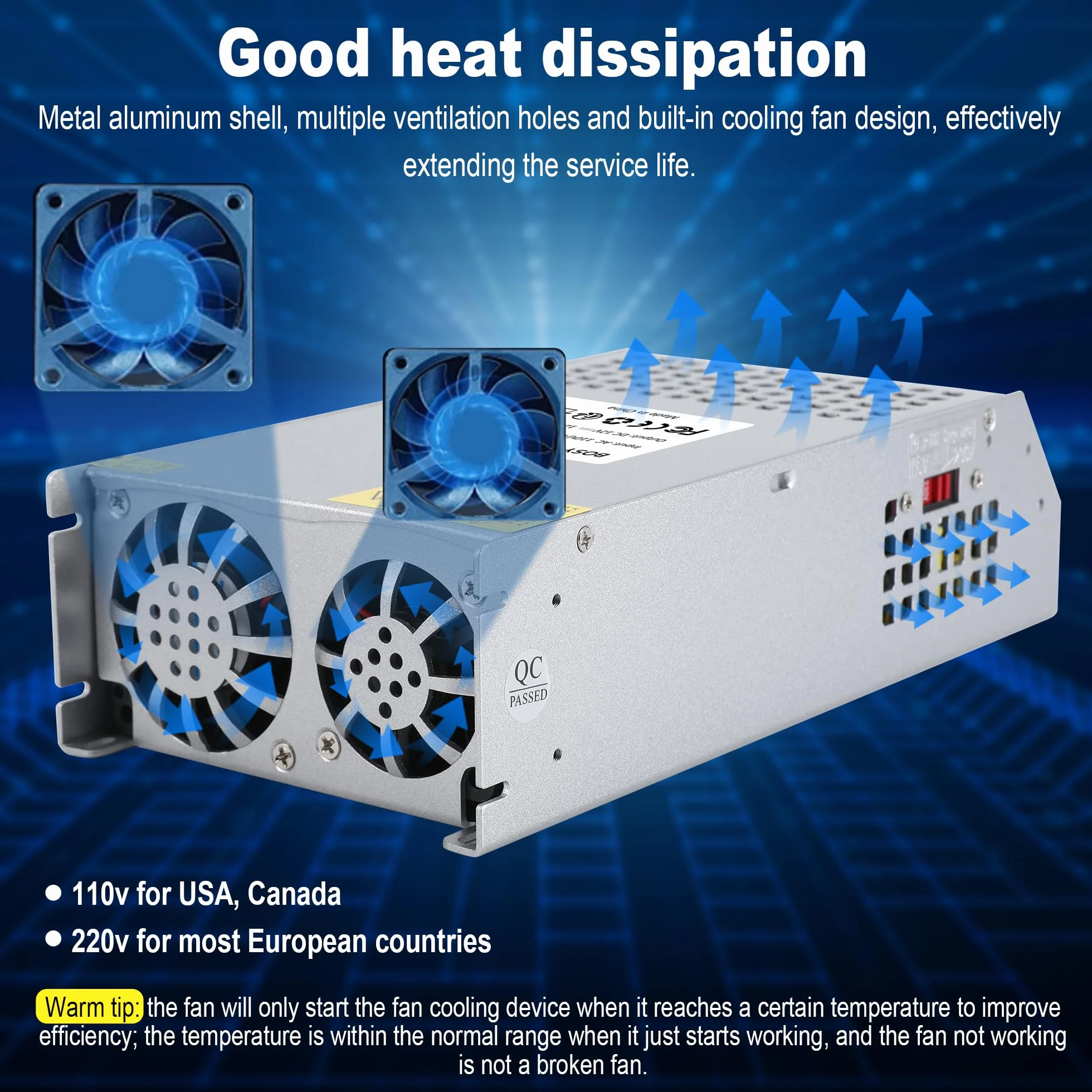 Zasilacz impulsowy BOSYTRO 12V 125A 1500W AC110/220-DC 12V