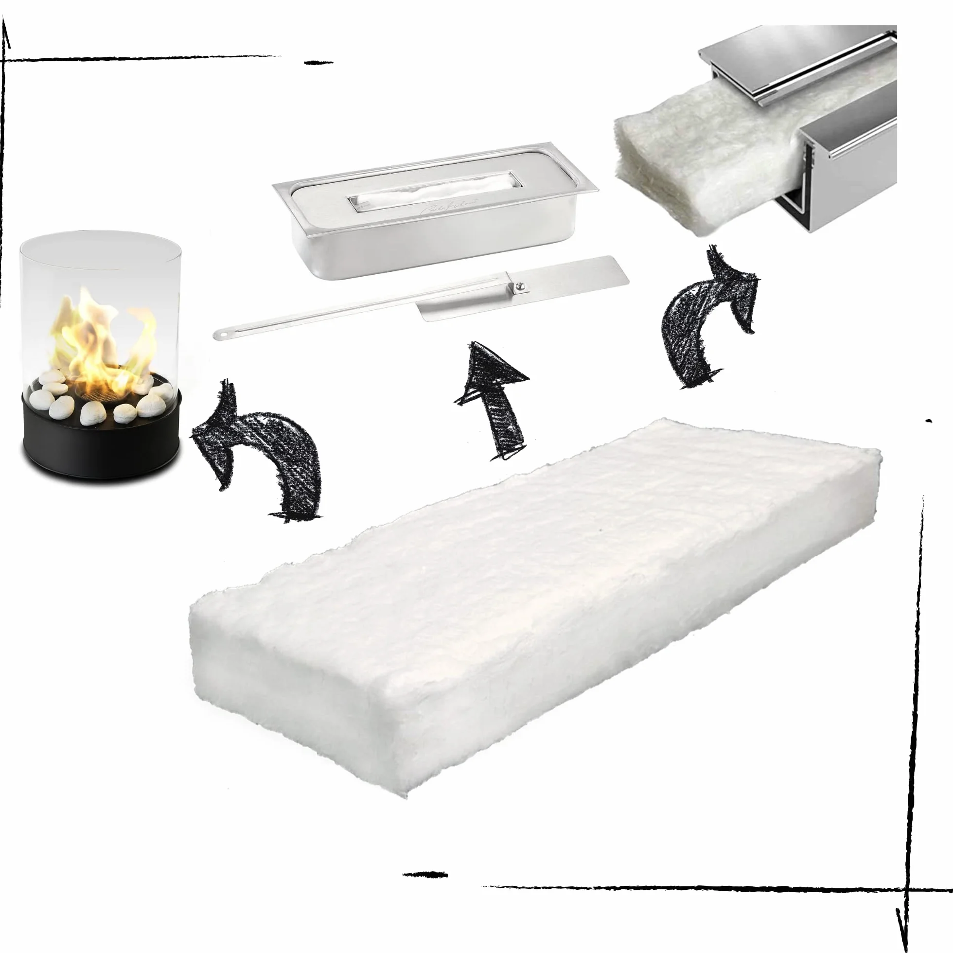 GRINADA® Gąbka ceramiczna do kominka bioetanolowego 30 x 10 x 2,5 cm