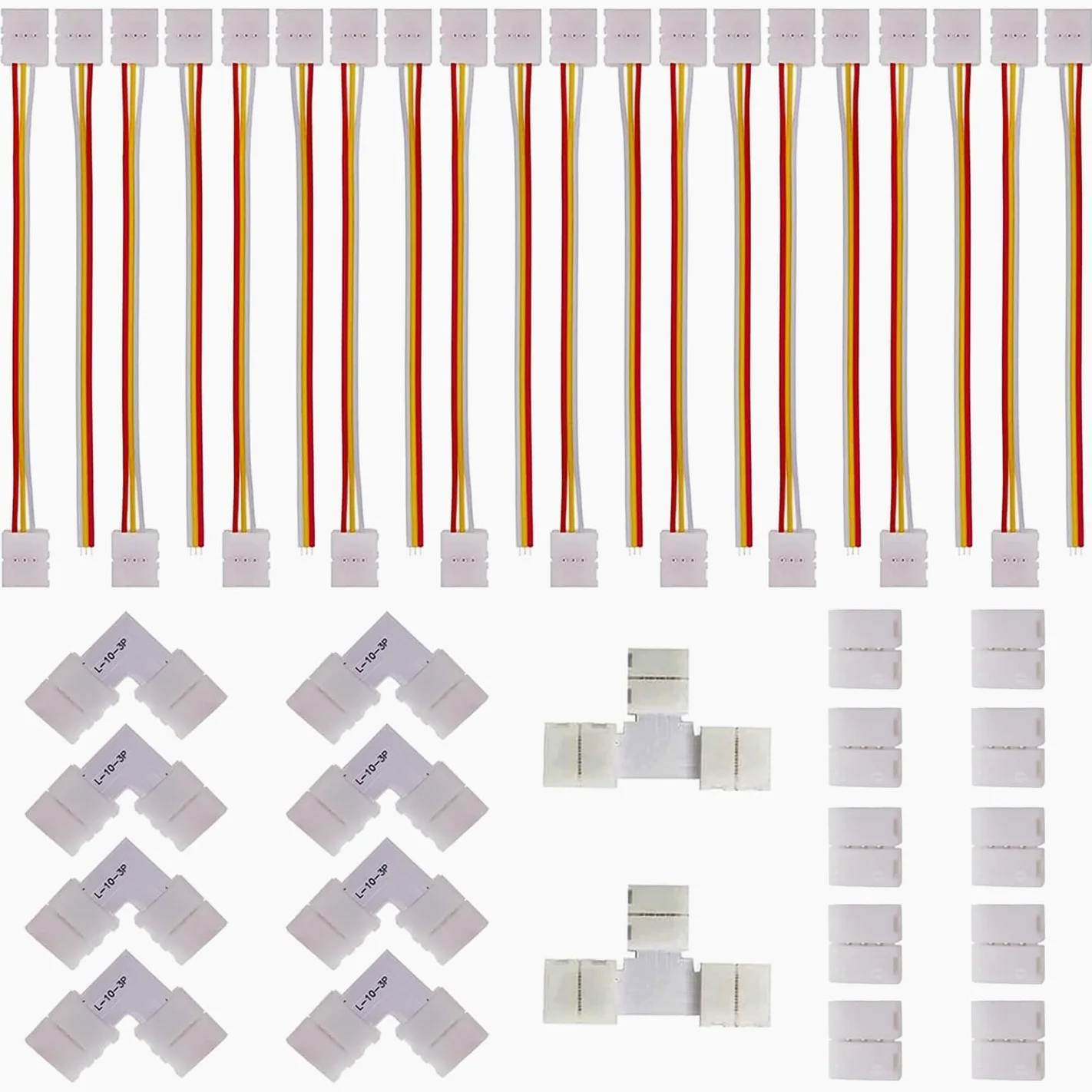 GTIWUNG 40 sztuk 3-biegunowych złączek LED Strip Kit do taśm LED 10 mm 5050 WS2812 WS2811