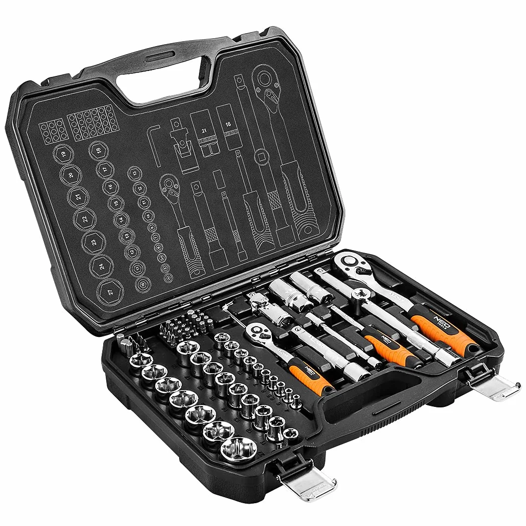 NEO TOOLS Zestaw kluczy nasadowych 1/2" 1/4" 73 szt. CrV 08-673