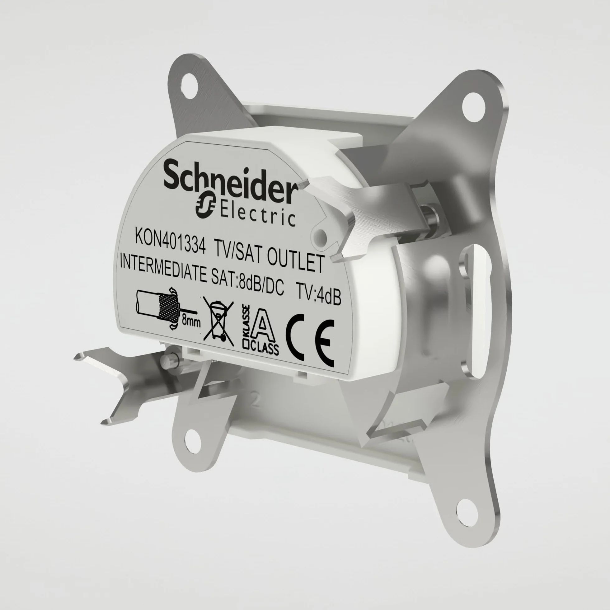 Schneider Electric Asfora puszka przelotowa TV SAT 8 dB podtynkowa 2 wyjścia biała