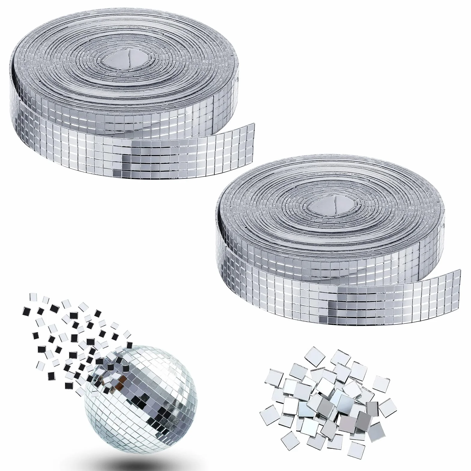 Samoprzylepne płytki lustrzane 5x5 mm 3200 sztuk 2 rolki dekoracyjne kwadratowe szkło
