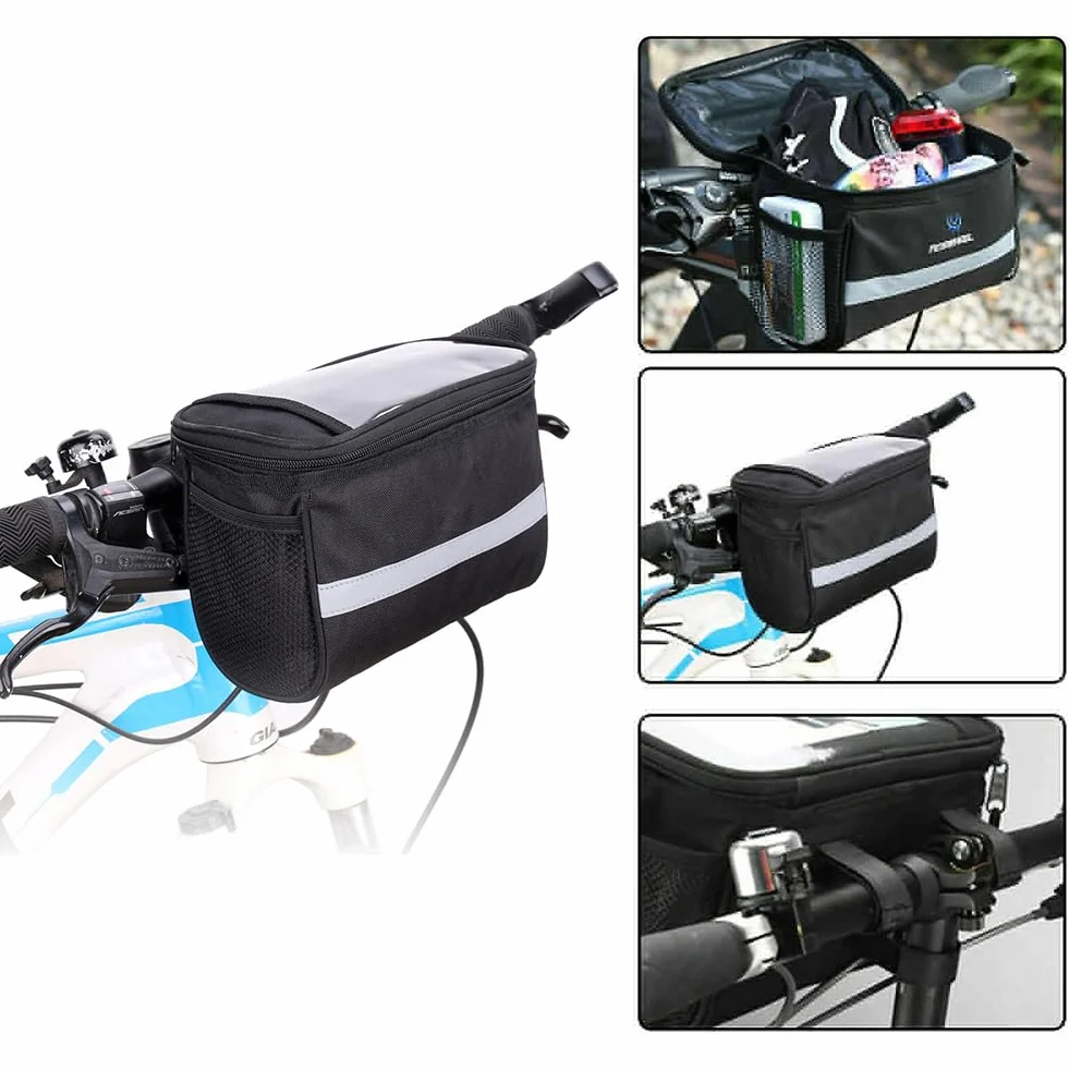 Przednia torba na rower, torba przednia, torba na kierownicę, z adapterem na kierownicę, do rowerów elektrycznych i elektrycznych, wodoszczelna torba na kierownicę, czarna
