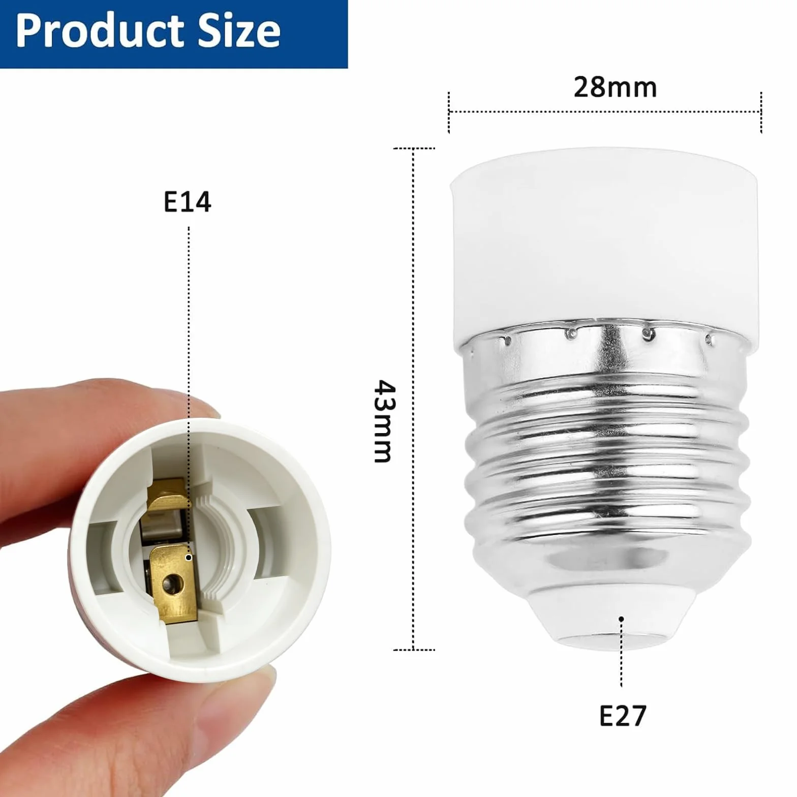 Akynite Adapter E27 na E14 4-pak biały metal tworzywo sztuczne odporne na wysokie temperatury