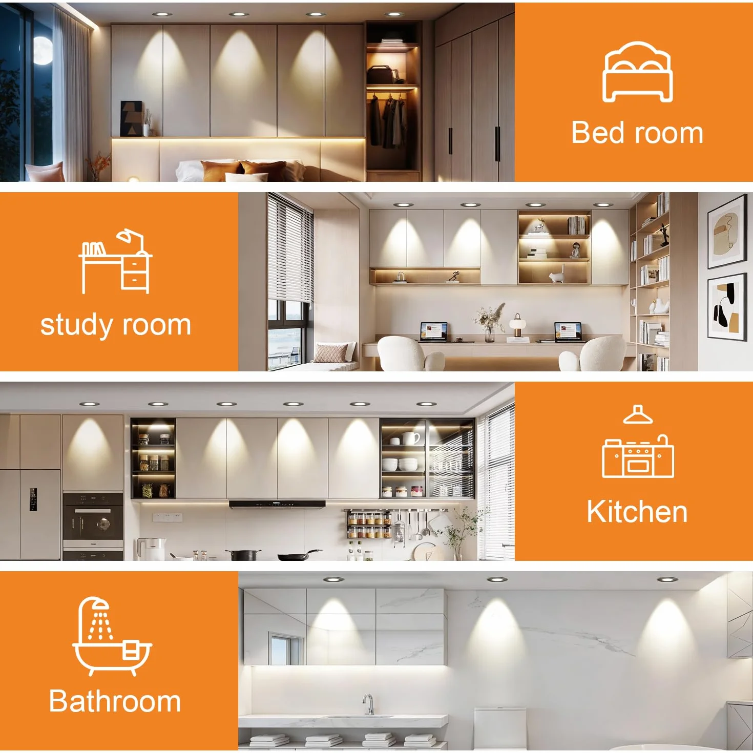 Reflektor LED Wpuszczany Ściemnialny 6W 680LM IP65 Ciepła Biel 3000K Neutralna 4000K Zimna 6000K Czarny 3 szt