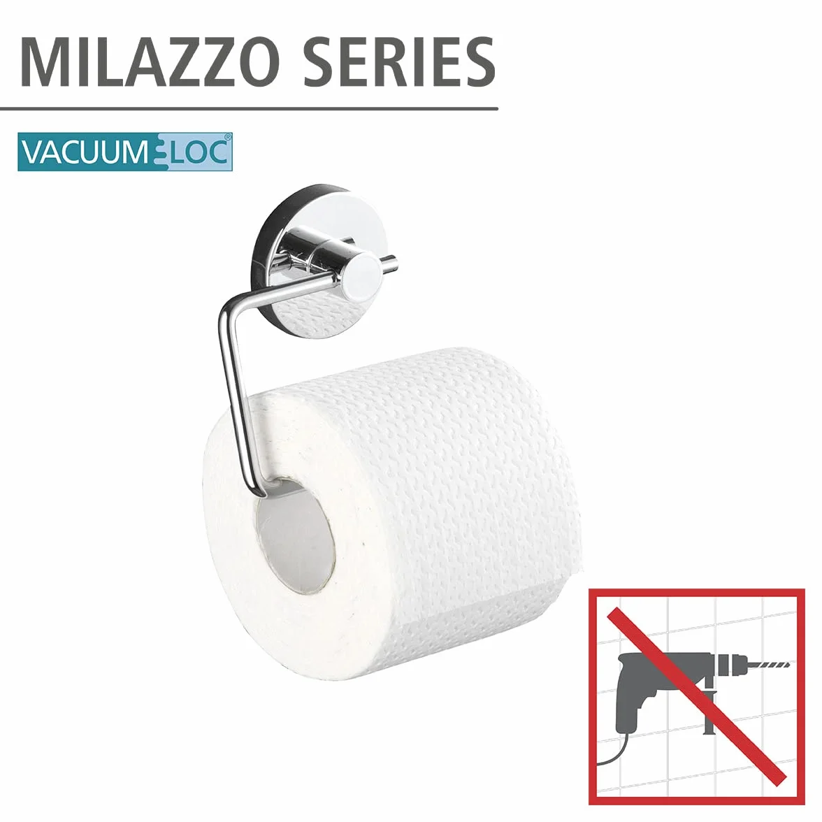 WENKO Vacuum-Loc Uchwyt na Papier Toaletowy Milazzo Stal Srebrny