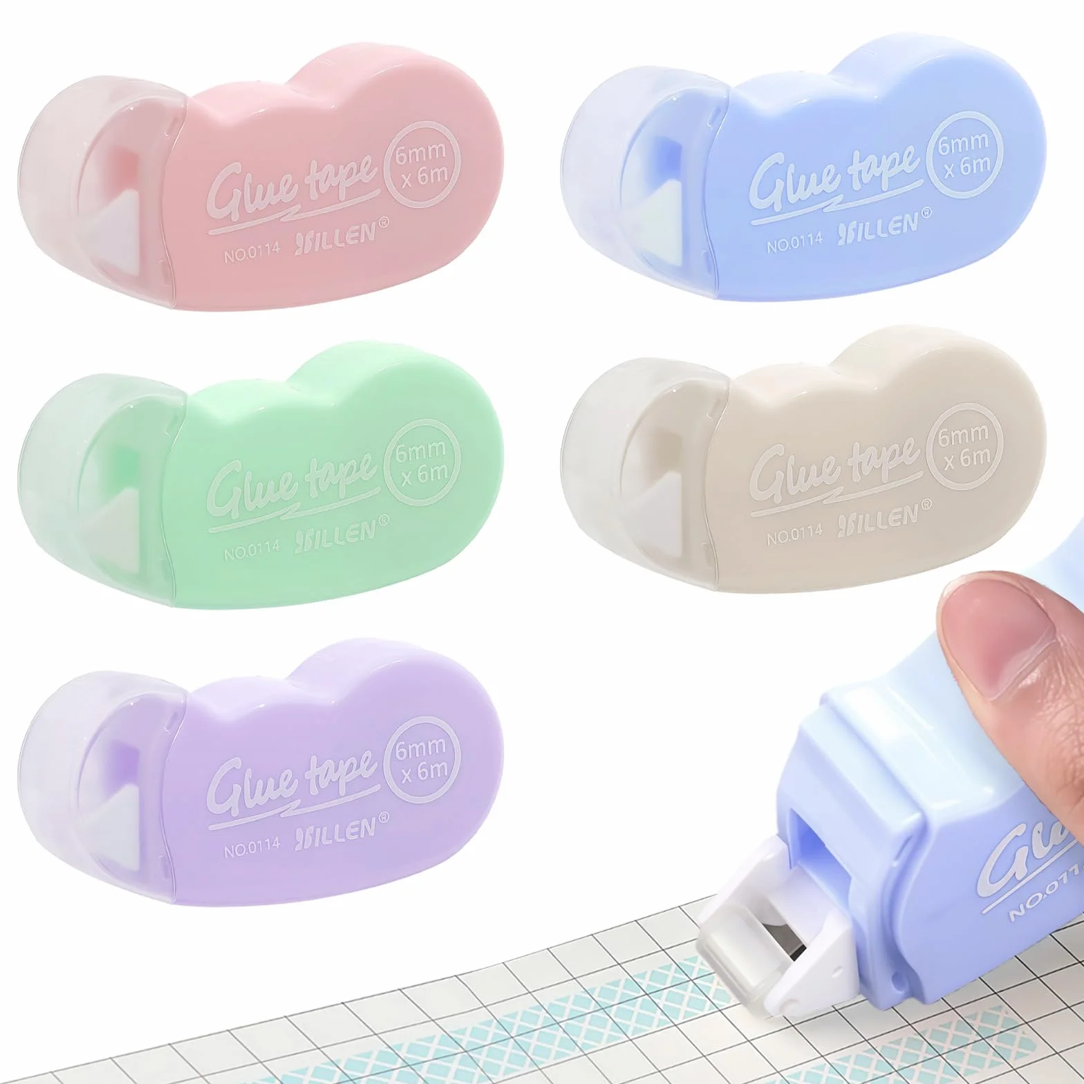 Flintronic 5 szt. Dwustronny klej taśmowy, 6 m x 6 mm, czysty i przenośny, opakowanie na prezent, dwustronne kleje do scrapbookingu, papieru prezentowego, albumu fotograficznego, szkoły, biura