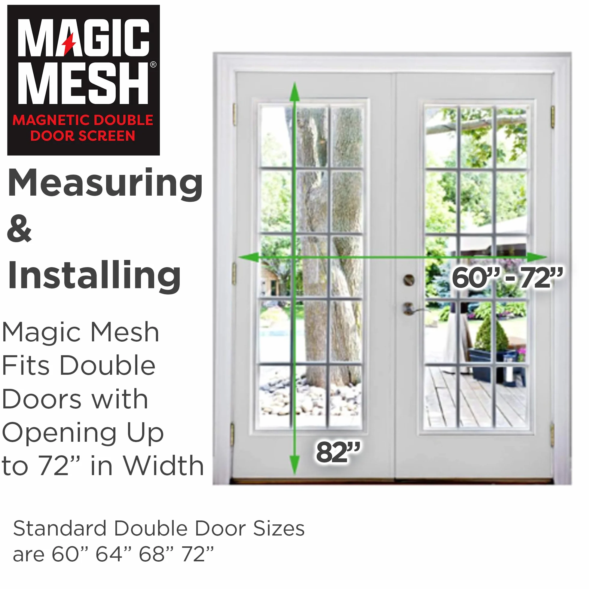 Magic Mesh Podwójne drzwi - drzwi z ekranem magnetycznym bez użycia rąk, pasują do drzwi francuskich i przesuwnych 190 cm x 210 cm