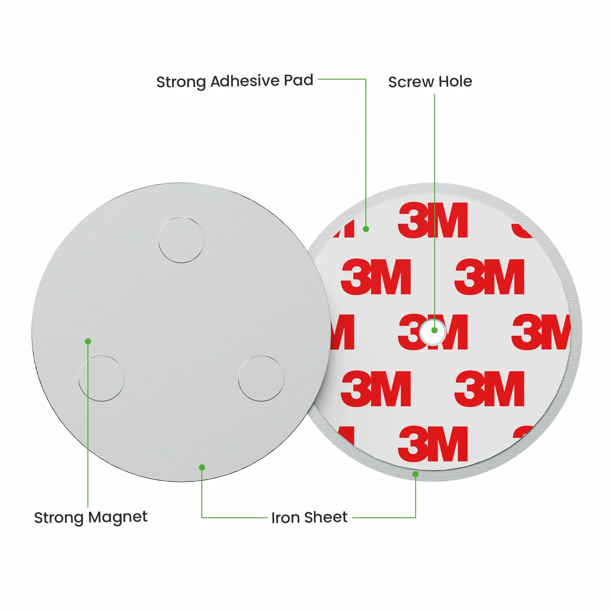 conecto, Uchwyt magnetyczny, mocne mocowanie magnetyczne, uniwersalne, magnetyczne i z otworem, odpowiednie do czujników dymu, 60 mm, zestaw 2 szt