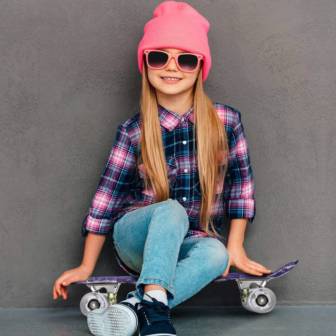 WeSkate deskorolka dla początkujących 22" kompletna mini Cruiser deskorolka plastikowa taca i kółka PU ABEC-9 łożysko dla dorosłych, nastolatków, chłopców, dziewcząt