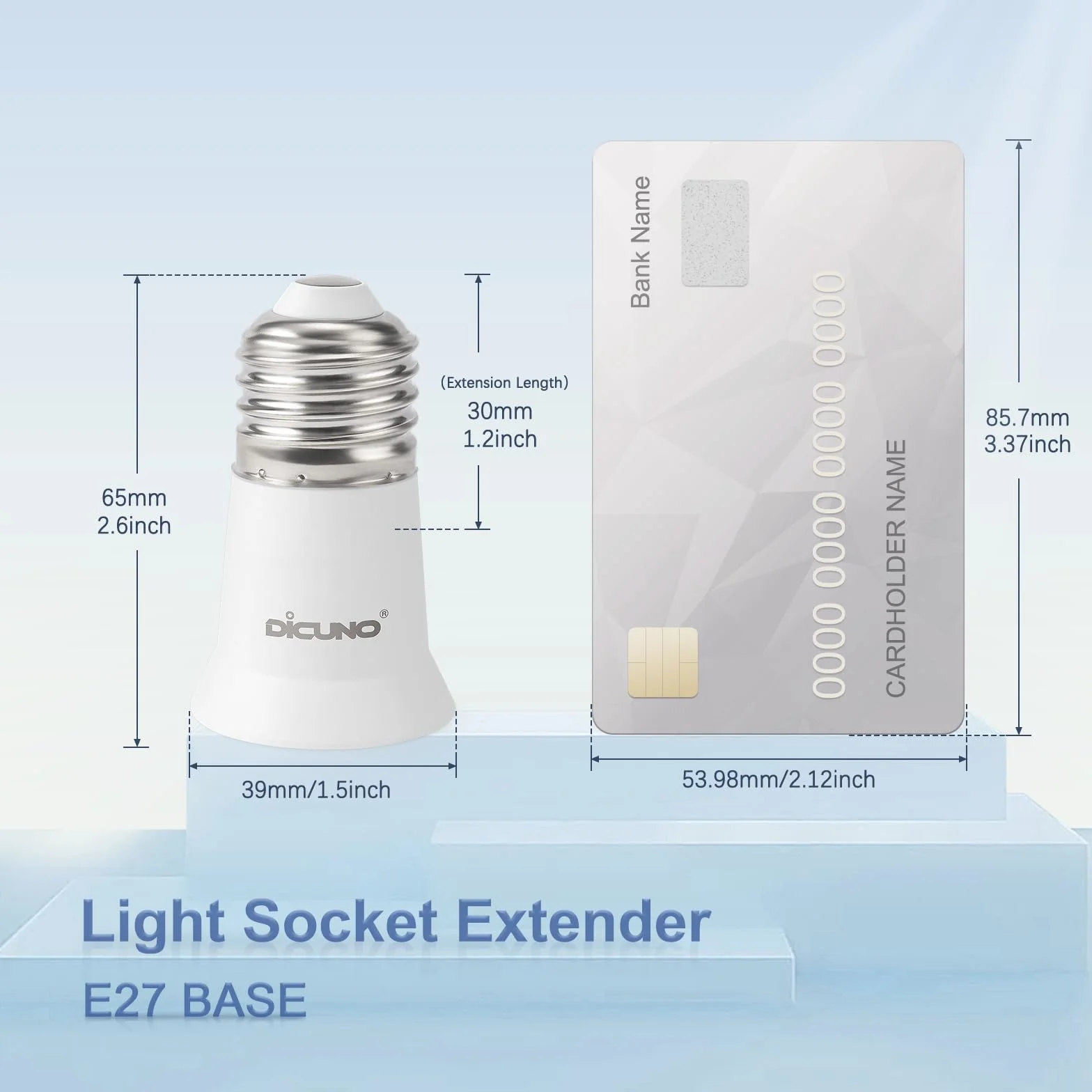 DiCUNO E27 Adapter podstawowy 3 cm, E27 do E27 Przedłużenie, 4 szt