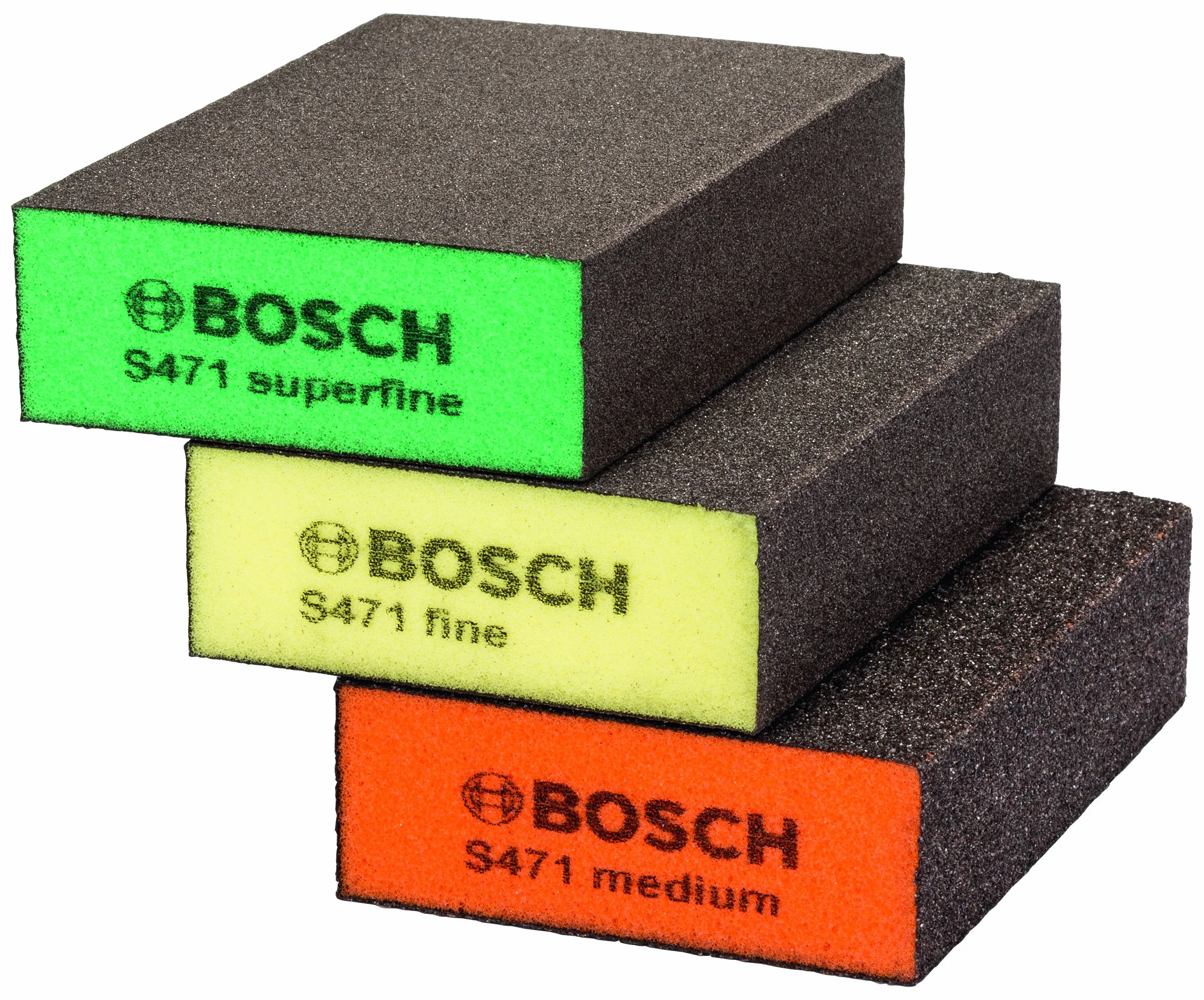 Bosch Professional 3-częściowy zestaw gąbek szlifierskich 69x97x26 mm średnia dokładna superdokładna