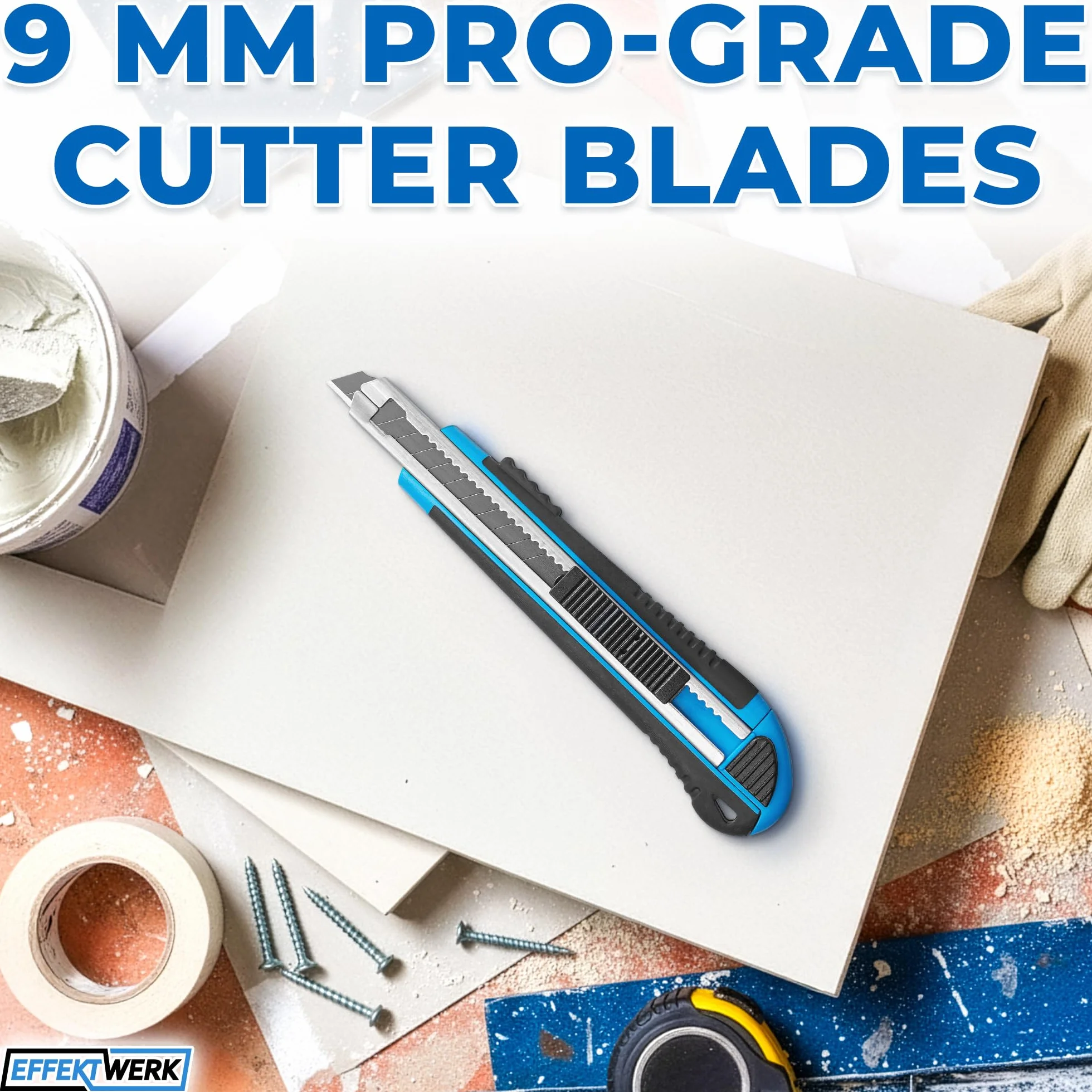 Box Cutter Blade Set 60 Pack 9mm Utility Knife Replacement Blades Heavy Duty Carbon Steel Snap Off Blades