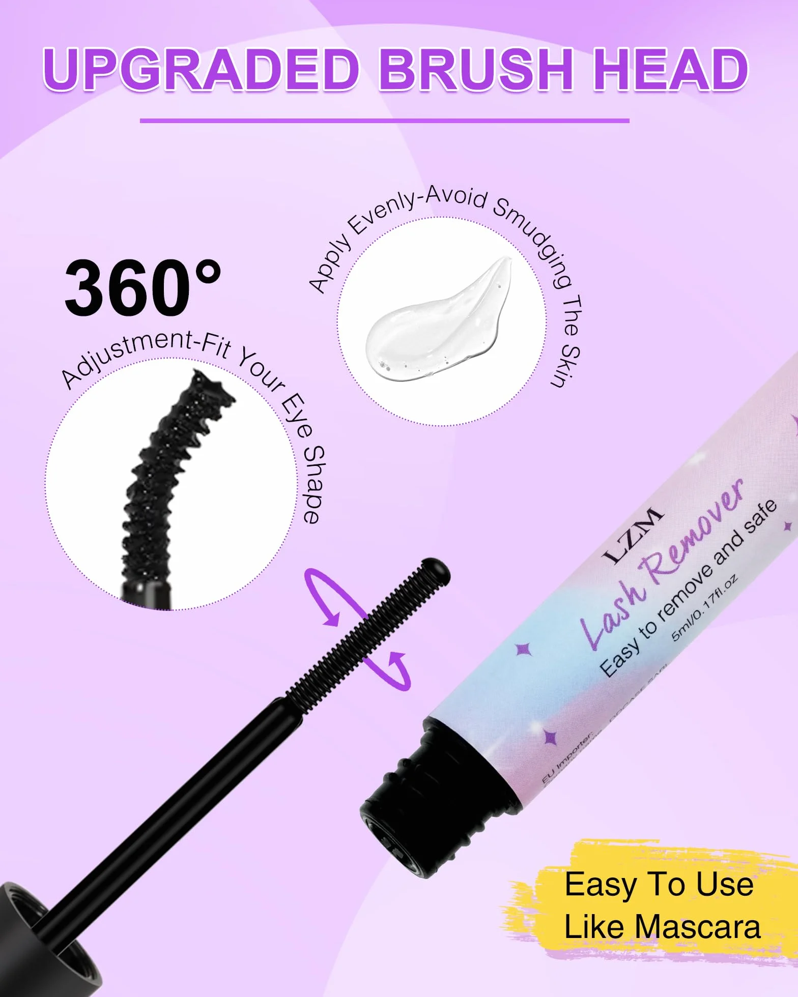 LZM Bond And Seal Lash Glue Remover 5ml/0,17 Fl.Oz Szybkie usuwanie rzęs Cluster Lashes Klej Bezpieczeństwo i delikatna formuła Środek do usuwania rzęs dla pojedynczych rzęs