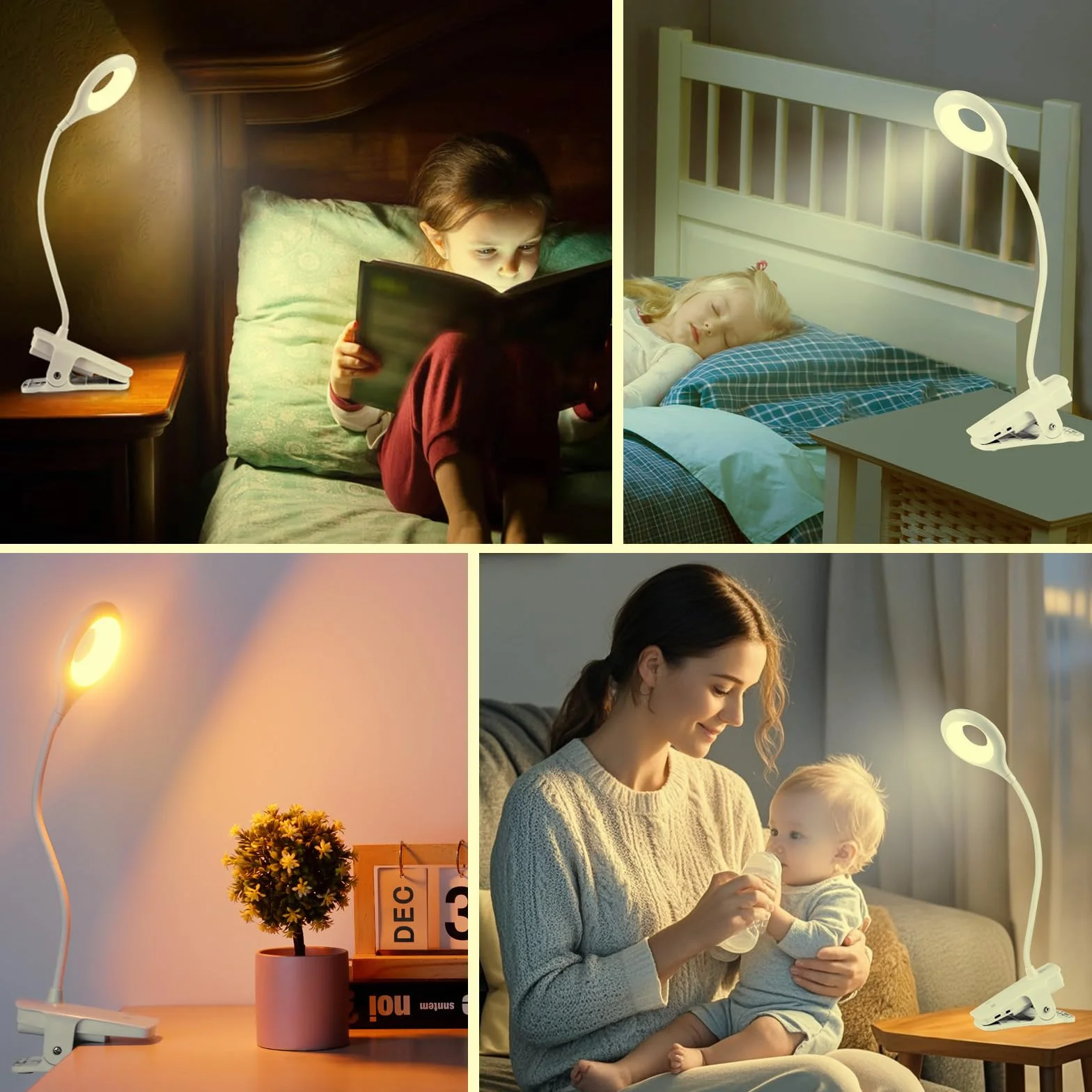 Lampa do łóżka 3W, dotykowa lampka nocna z możliwością ściemniania, 5 kolorów i 5 jasności, biała
