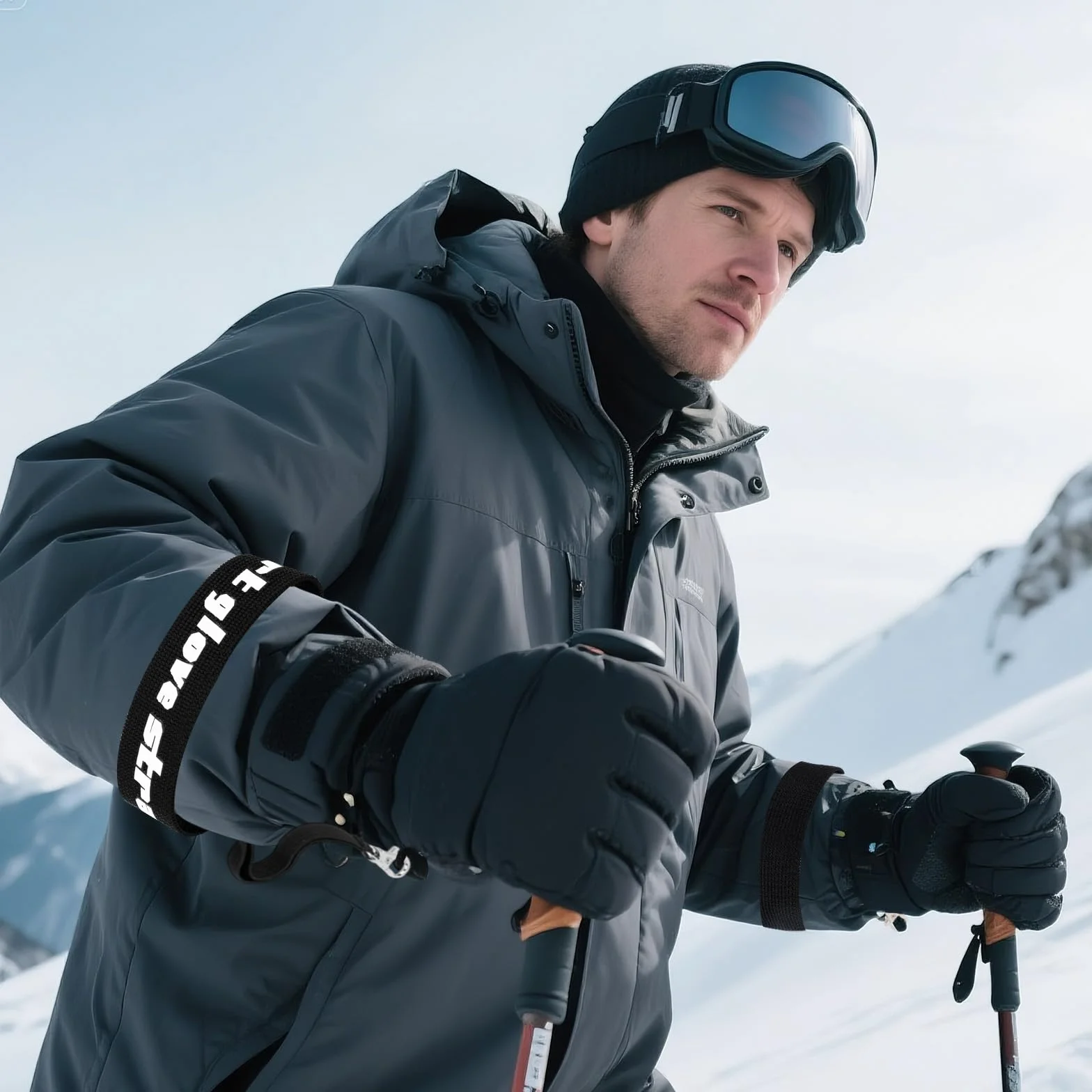 4szt Sport Rękawiczka Paski Bezpieczeństwa, Elastyczne Narciarskie Rękawiczki Smycze Nadgarstkowe z Metalowymi Klipsami Anty-Zagubienie Uchwyt Rękawice Smycz do Snowboardu Wspinaczki Górskiej