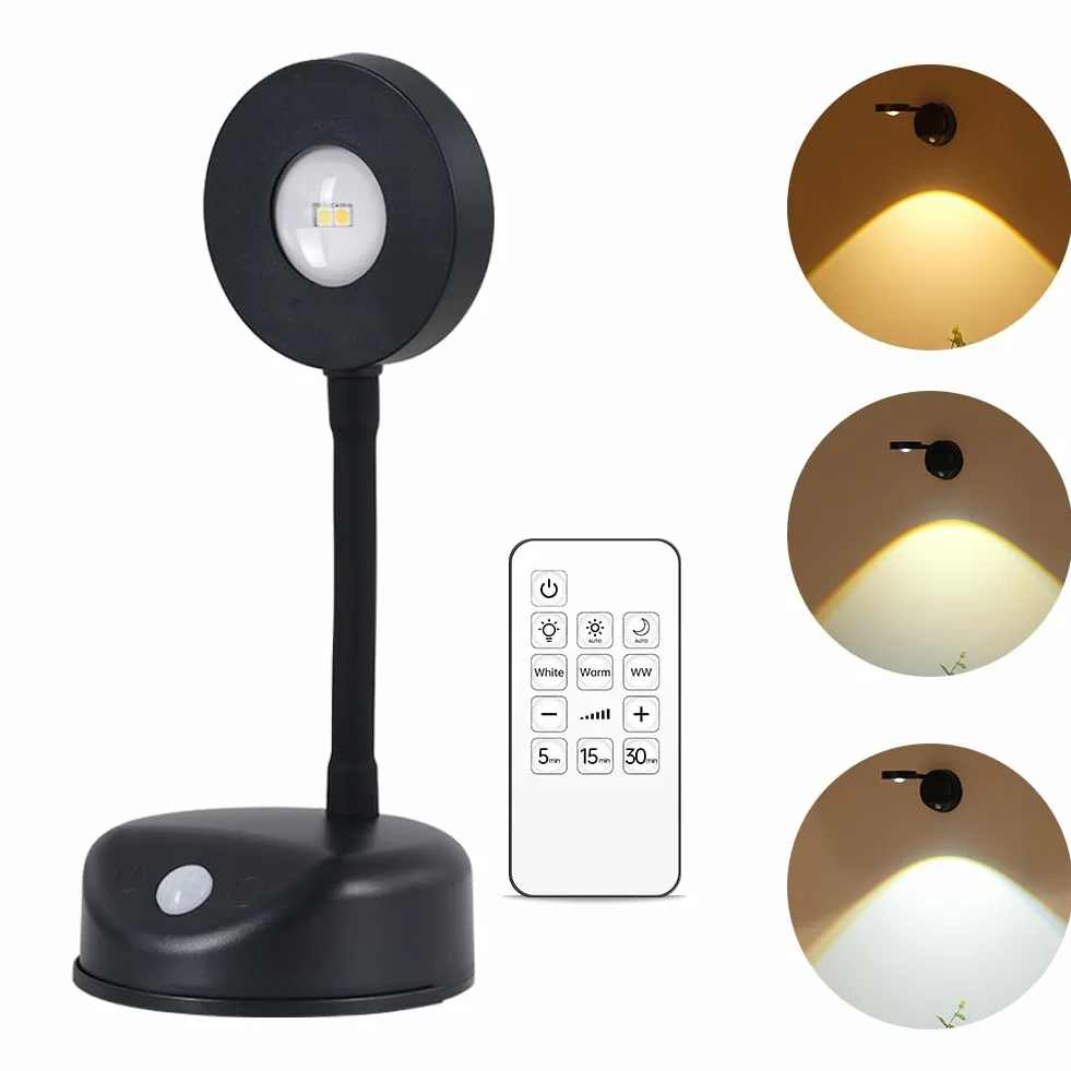 Vicloon Kinkiet LED ścienny z pilotem, 3 tryby kolorów, obracany 360°, ładowalny USB, czarny