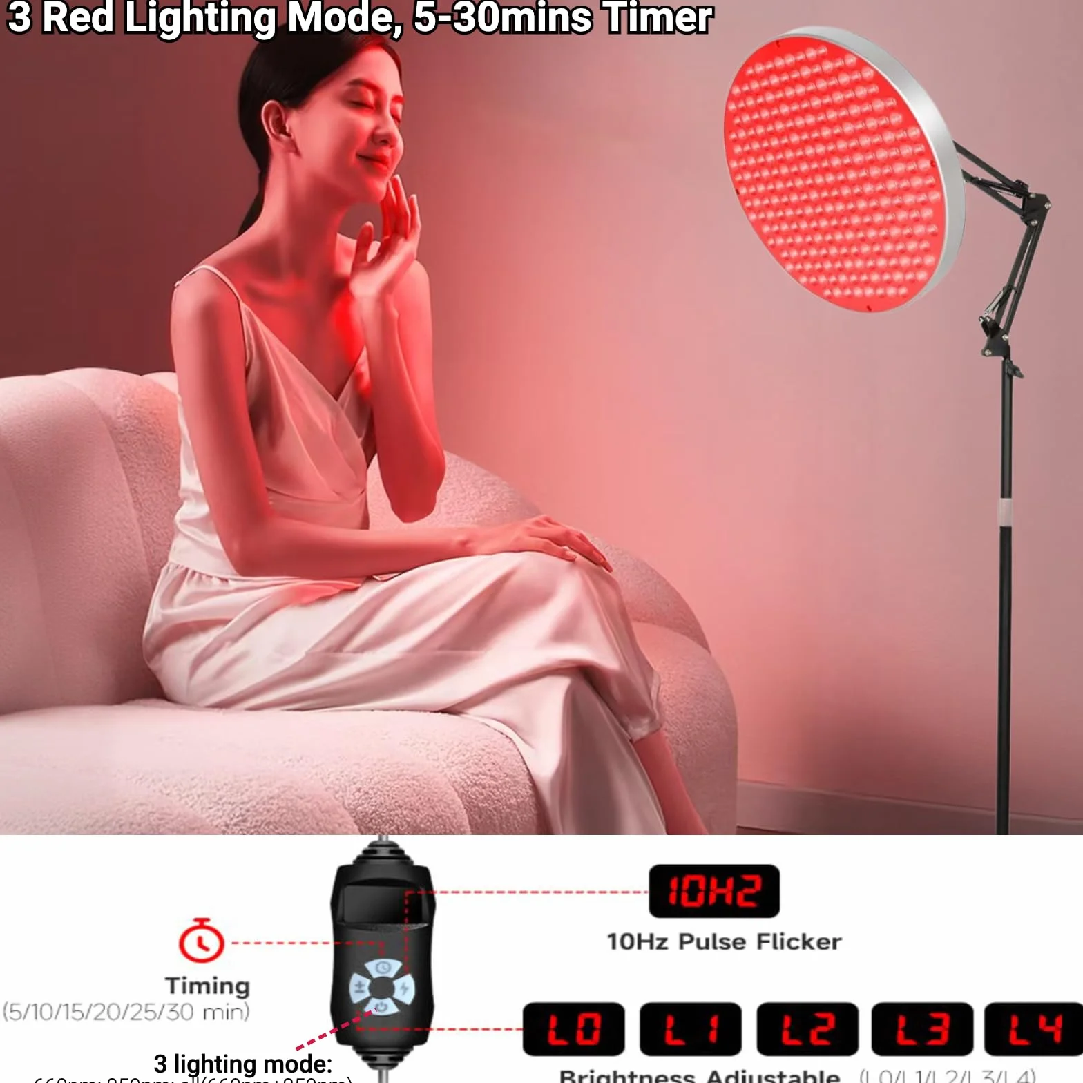 50W Lampa panelowa do terapii światłem czerwonym, 660nm i 850nm Urządzenie do terapii światłem czerwonym bliskiej podczerwieni do całego ciała, twarzy, szyi, pleców,talii,łagodzenia bólu kolan,250 LED