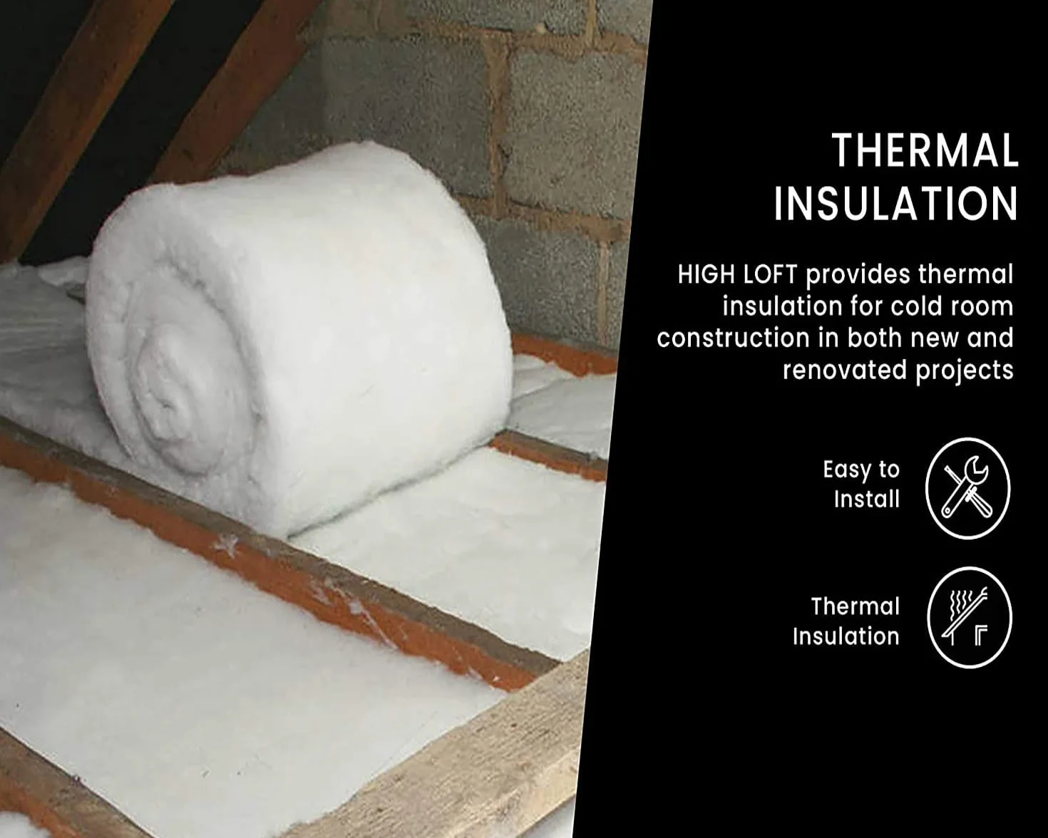 ECO-Thermal Building Construction Loft Rolka izolacyjna - bez swędzenia i bez toksyn - zrównoważona i ekologiczna alternatywa dla izolacji z wełny szklanej (8 m x 370 mm x 110 mm) 2,96 m²