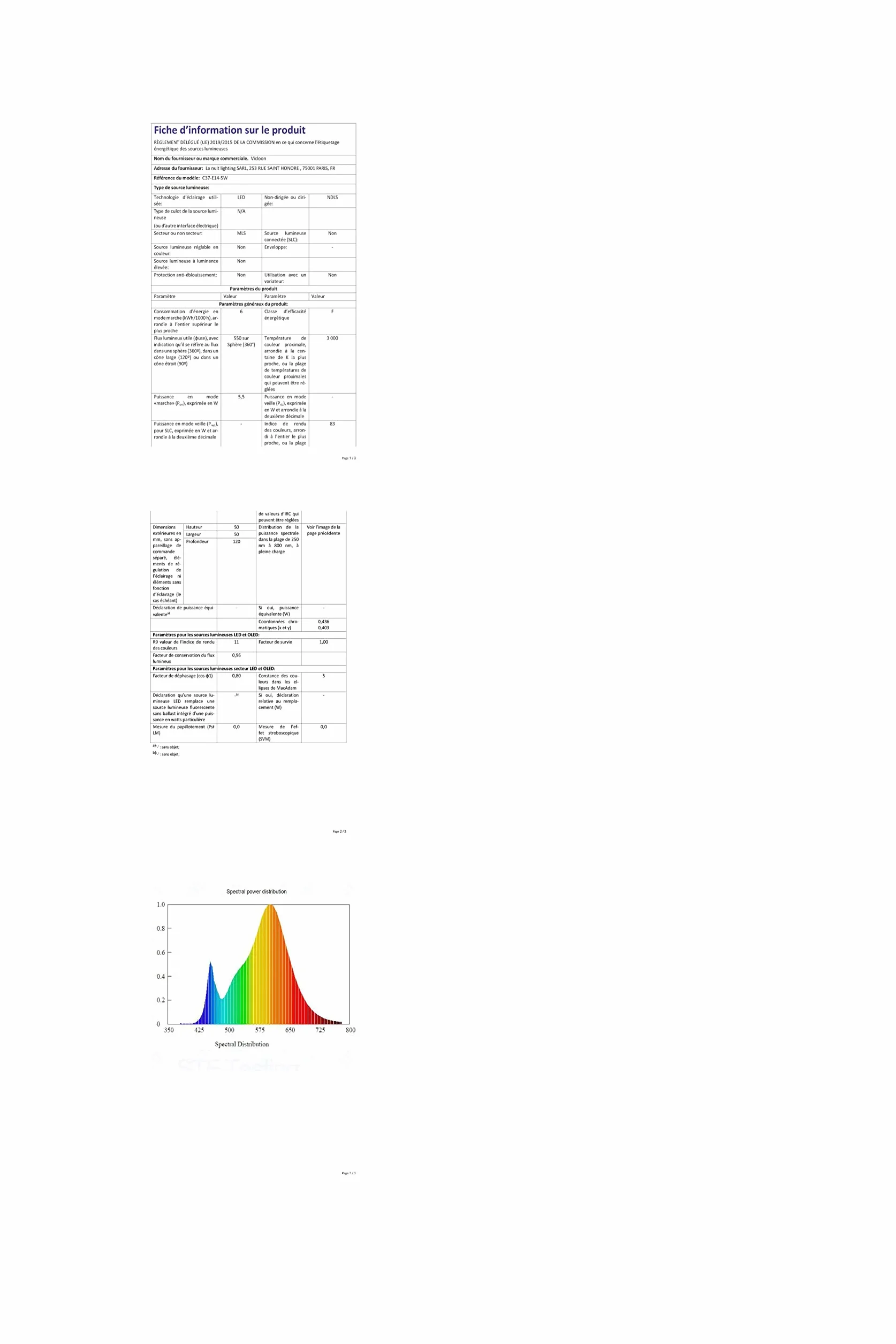 Vicloon Żarówki świecowe LED E14 5,5W C37 40W 3000K 500LM ciepła biel nieściemniane 5 szt.