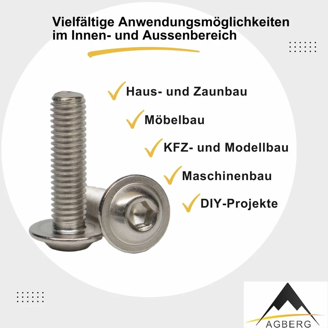 Śruby z łbem soczewkowym M8 ze stali nierdzewnej A2 V2A 100 sztuk M8 x 16 mm