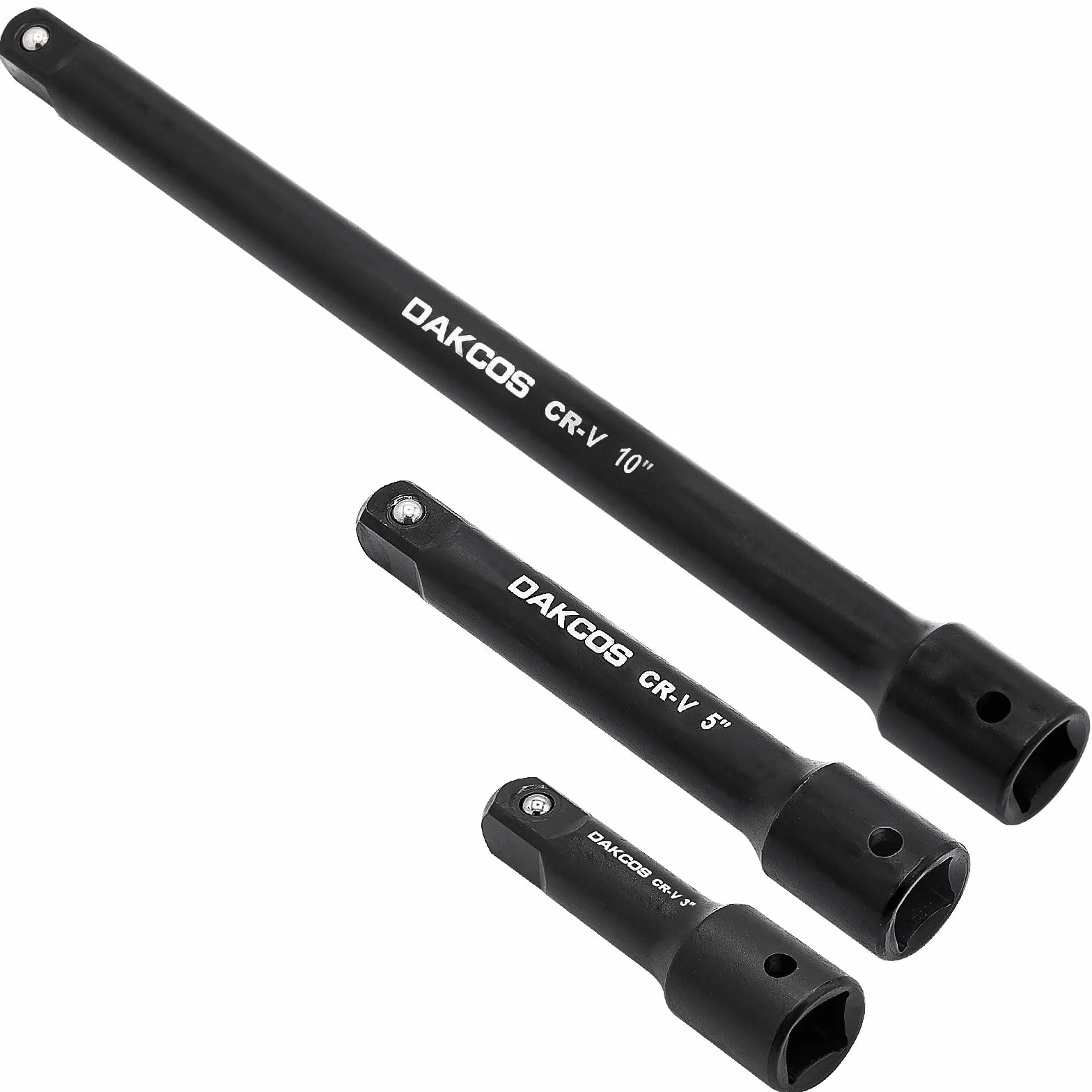 DAKCOS 3-częściowy zestaw przedłużek do kluczy nasadowych 1/2" CR-V czarna powłoka fosforanowa