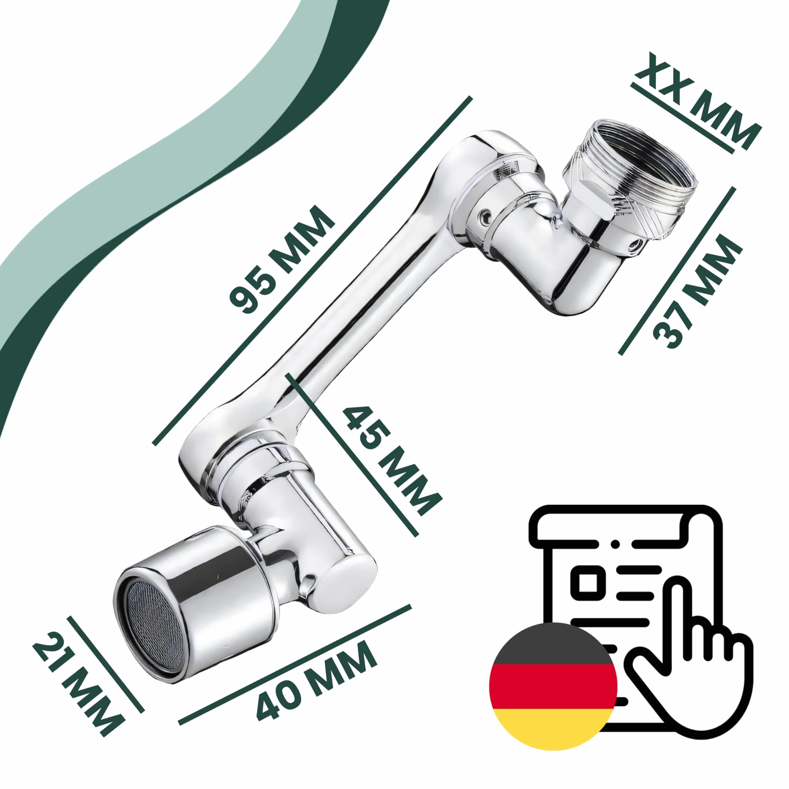Retoo Kran obrotowy 360° perlator uniwersalny przedłużenie 2 strumienie oszczędność wody