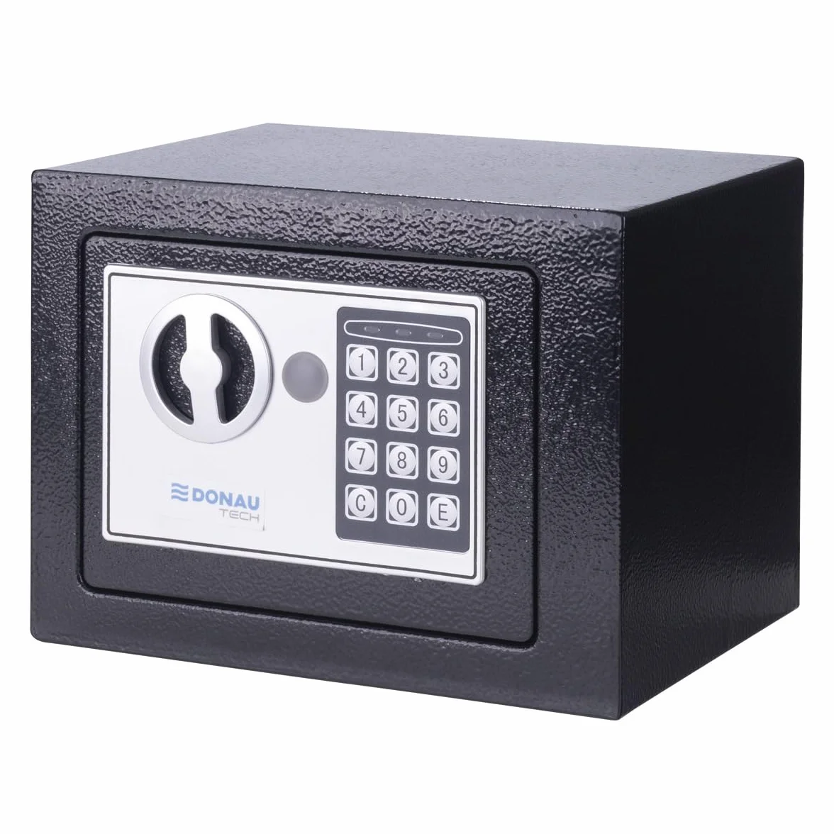 DONAU TECH cyfrowy mini sejf 4,6 l / 23 x 17 x 17 cm, ręczny elektroniczny, mały sejf do mebli, z cyfrowym hasłem i 2 kluczami bezpieczeństwa, czarny