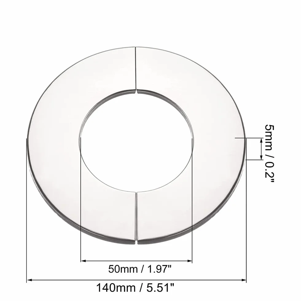 Chromowany zawór ze stali nierdzewnej dwuczęściowy pokrywa kranu kołnierz wtykowy srebrny 51 mm