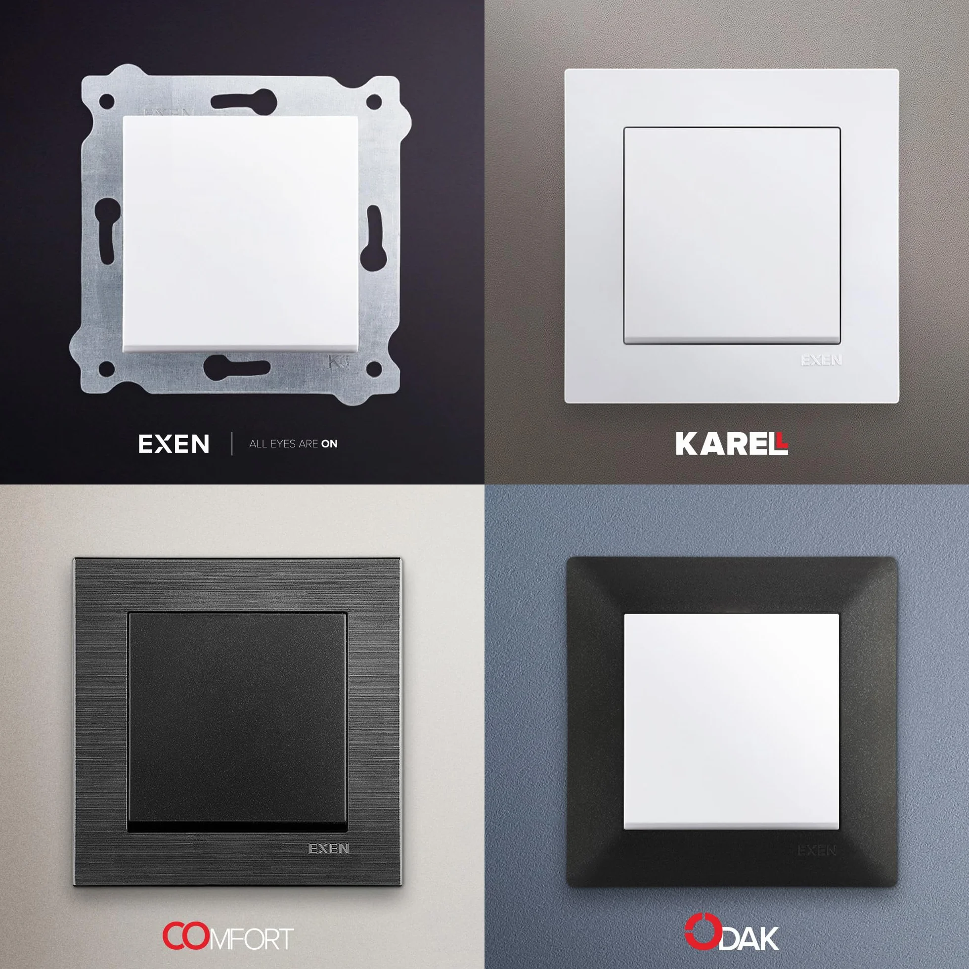 EXEN - Seria COMFORT - Ramka 1-krotna, Pojedyncza do Włączników Światła i Gniazd - Panel do Ściennych Włączników Światła i Gniazdek - Kosmiczny Czarny - 83mm - C101/09E