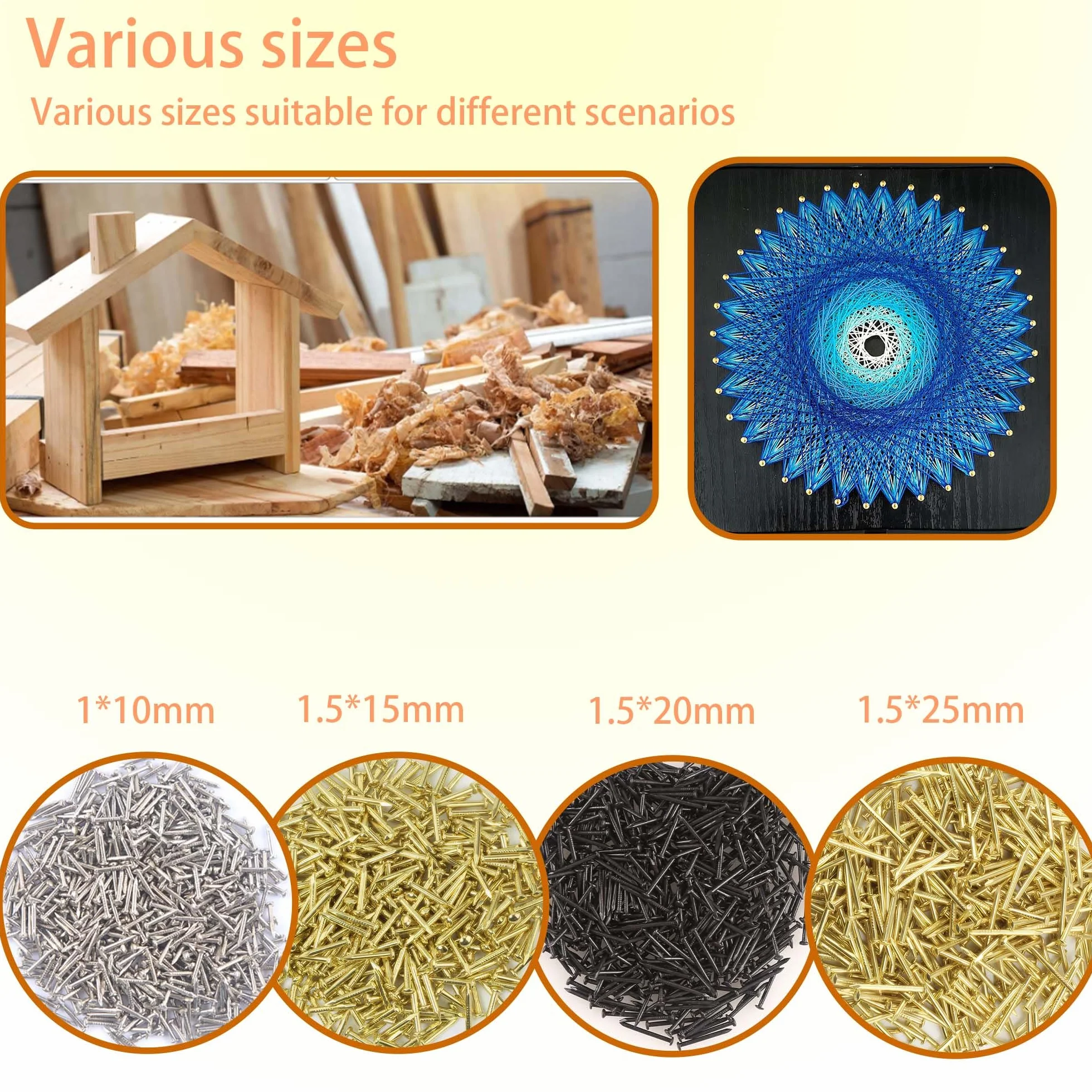 Małe gwoździe 1,5 x 15 mm 500 szt. Żelazne gwoździe do drewna DIY