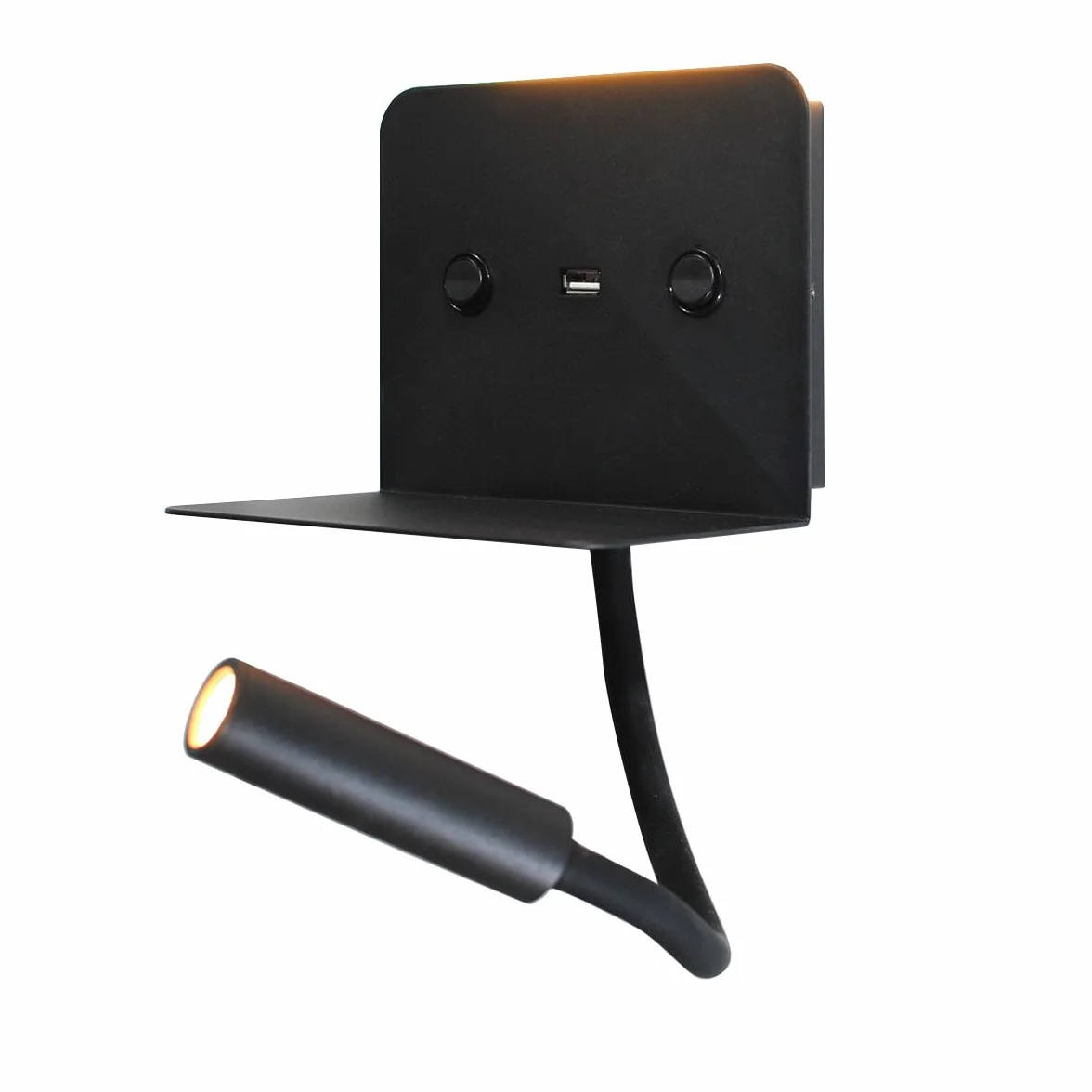 Alpinaluz Czarna lampa do czytania LED z stacją ładującą USB 3W Flexo 6W