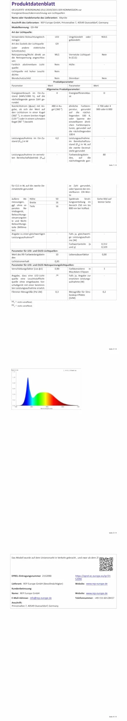 Akynite Żarówki LED G9 4W 4000K 400lm AC220-240V 6 sztuk