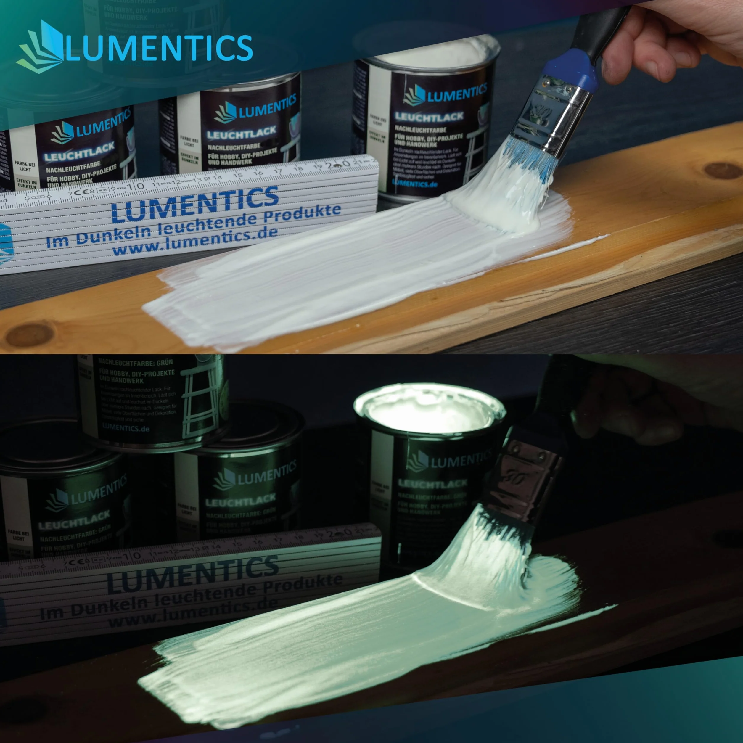 LUMENTICS Biały lakier podświetlający, 250 ml, kolor świecący w ciemności, na bazie akrylu, fluorescencyjny, do wielokrotnego napełniania, bezzapachowy