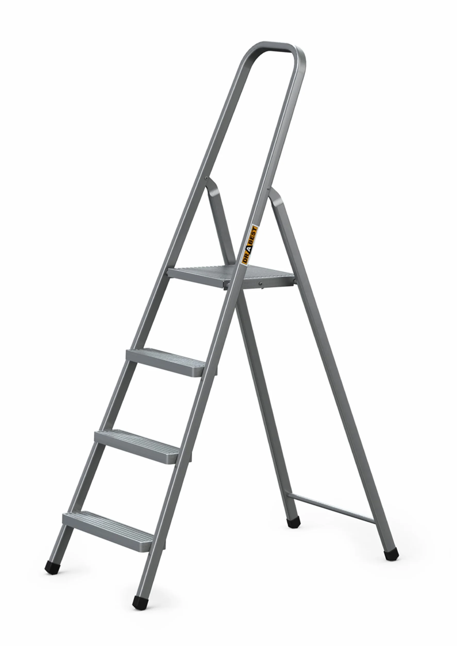 DRABEST Drabina stalowa 4 szczebli z podestem składana 125 kg 43x149x8