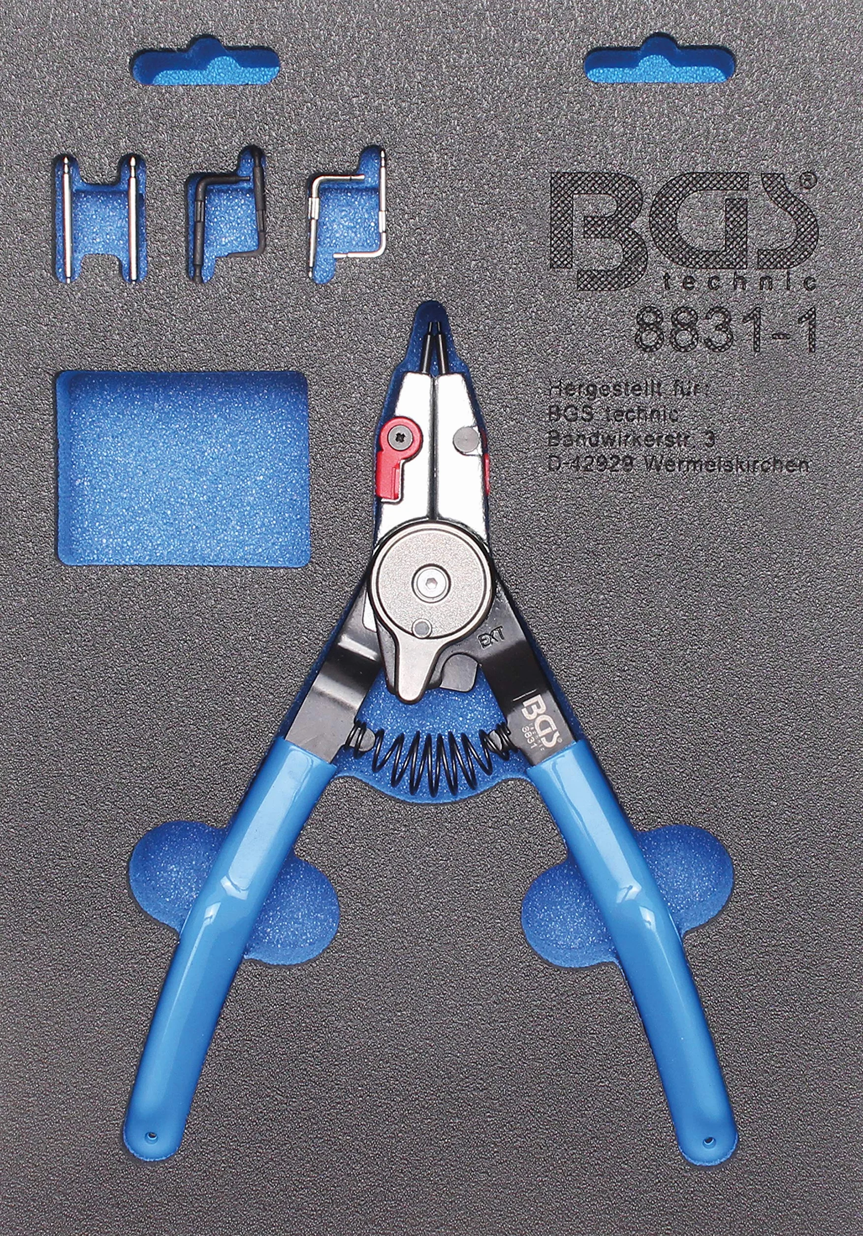 BGS 8831-1 Szczypce do pierścieni rozprężnych 180 mm wymienne końcówki
