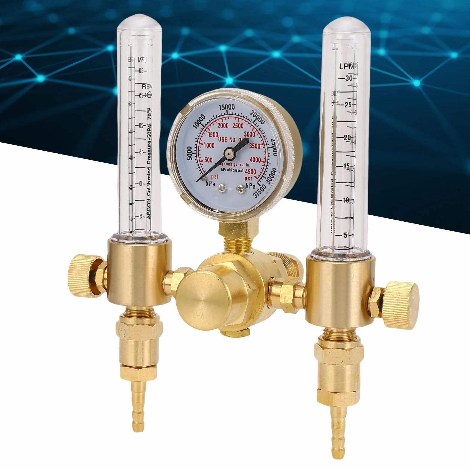 AMONIDA Przepływomierz Argonu Regulator Gazu do Spawania TIG MIG 0-60CFH 0-4500PSI CGA580 5/8 Cala X 18 RH
