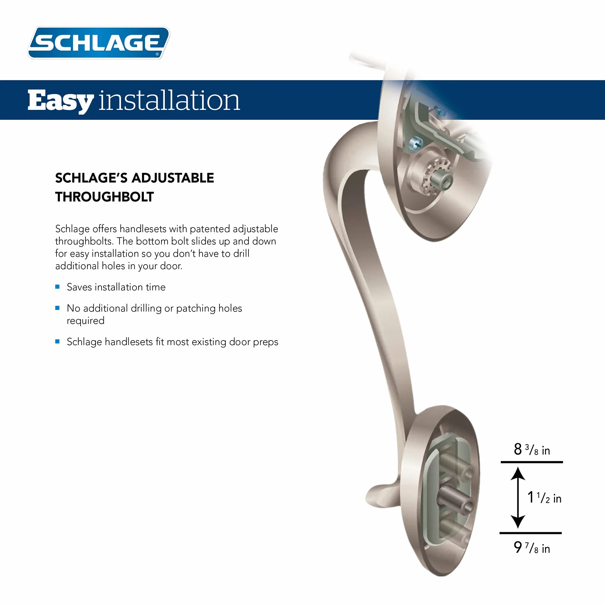 SCHLAGE Addison zestaw klamek czarny matowy F60 ADD 622 GEO