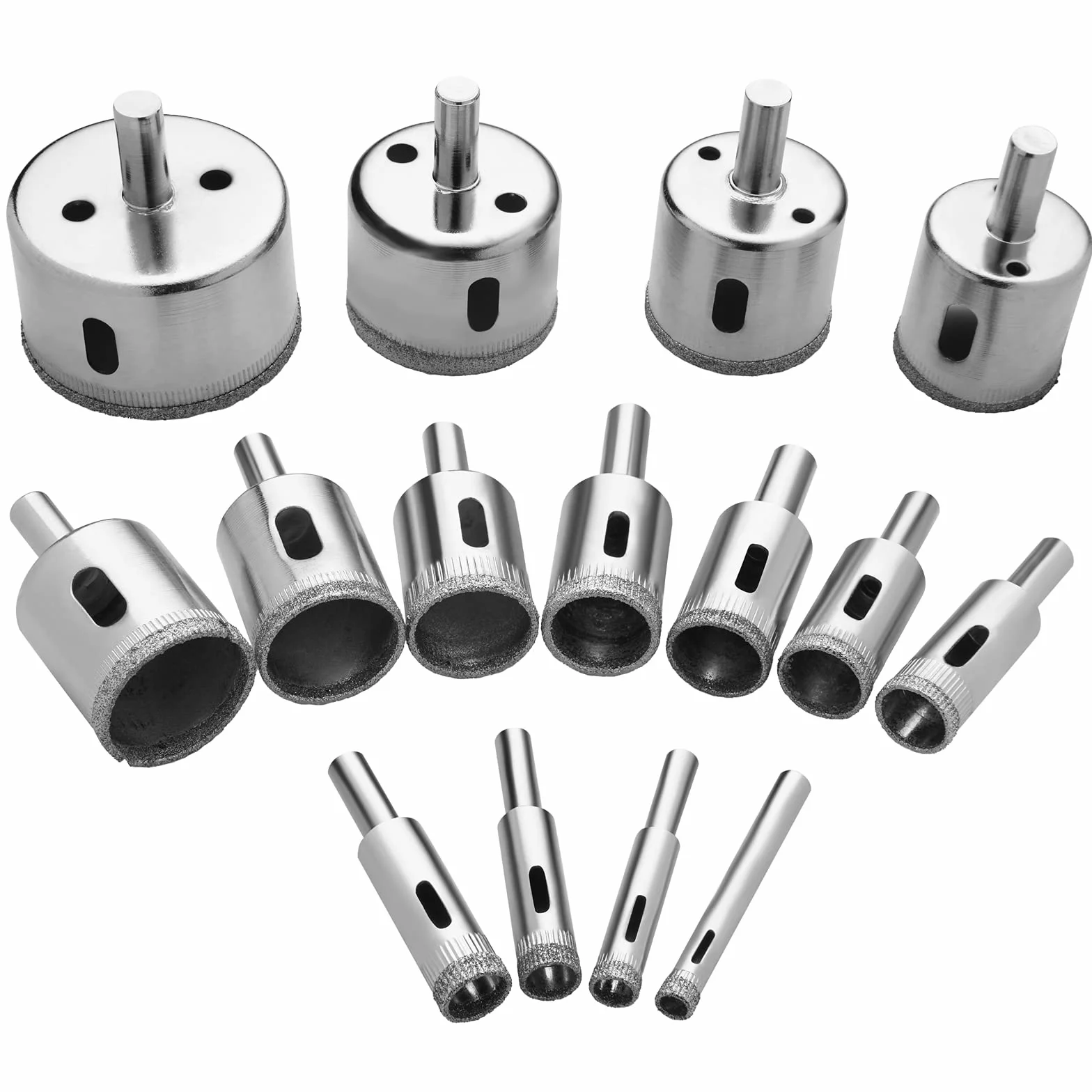 flintronic Wiertło diamentowe zestaw 15 sztuk 8mm-50mm do szkła płytek ceramiki marmuru porcelany