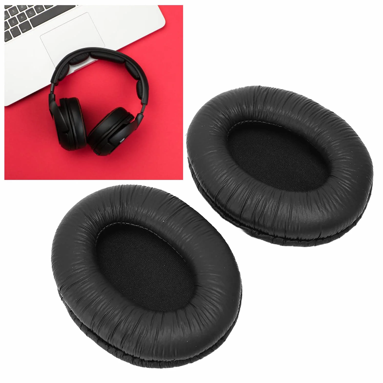 Vikye 2PCS Zastępcze Podkładki Douszne dla MDR NC60 MDR D333 DR BT50, Zestaw Słuchawkowy z miękką skórzaną białką Poduszki Earpad, Hałas - Izolowanie Pianki Pamięci