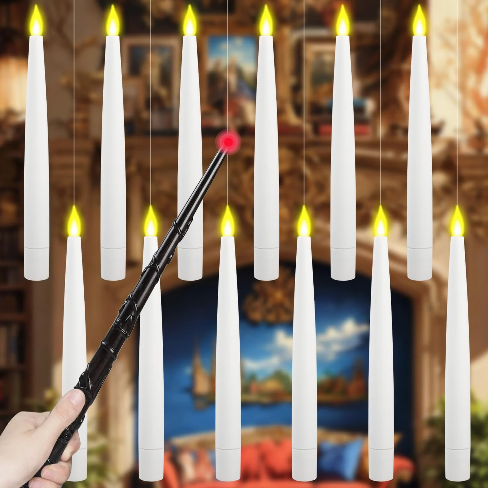 Beinhome 12 szt. świec LED z pilotem zdalnego sterowania, unoszące się, bez płomienia, dekoracja do wnętrz