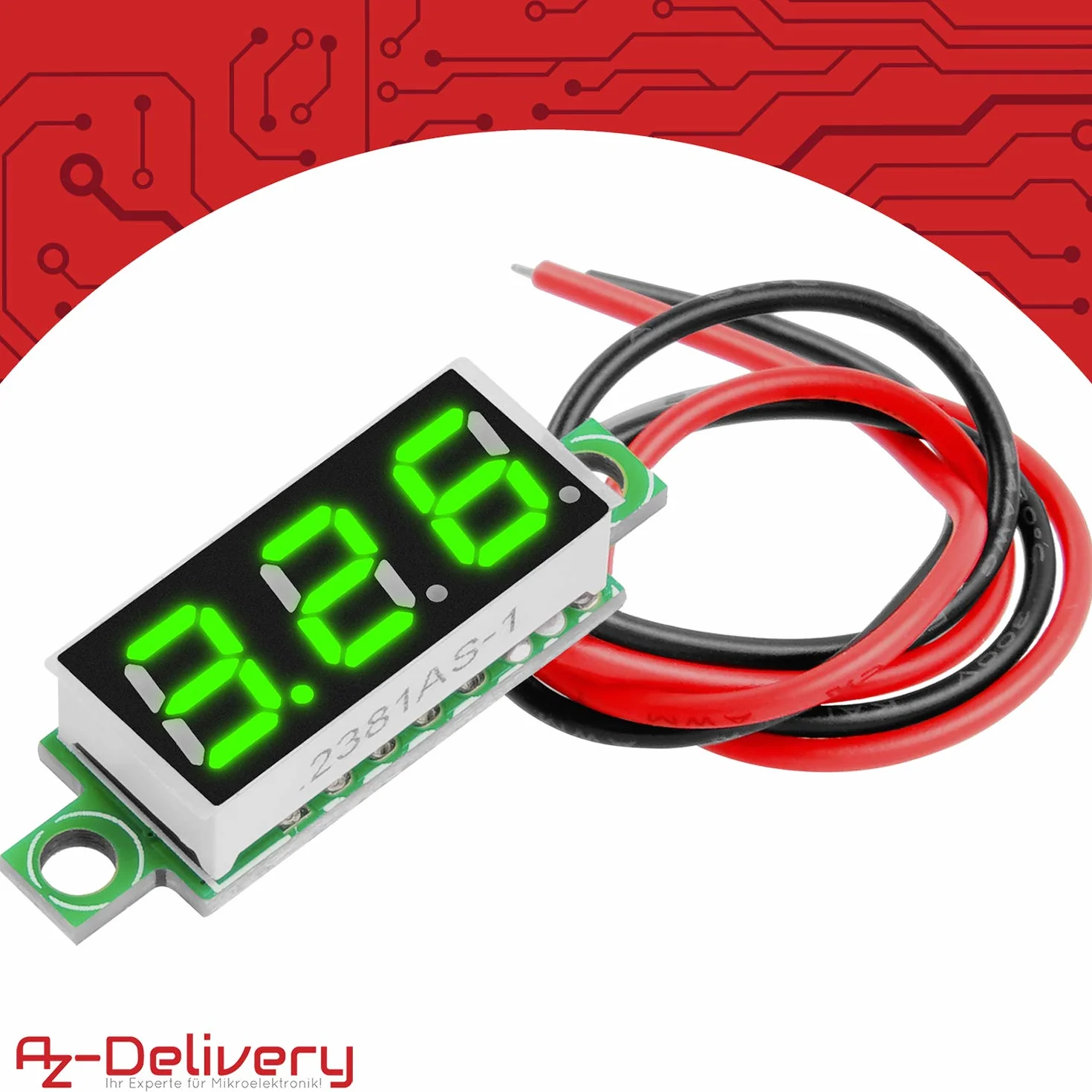AZDelivery 3 x 0,28 cala Mini woltomierz cyfrowy z 7-segmentowym wyświetlaczem LED 2,5 V - 30 V, wyświetlacz napięcia, moduł pomiaru napięcia, 4 kolorowy wyświetlacz kompatybilny z Arduino i E-book w zestawie!