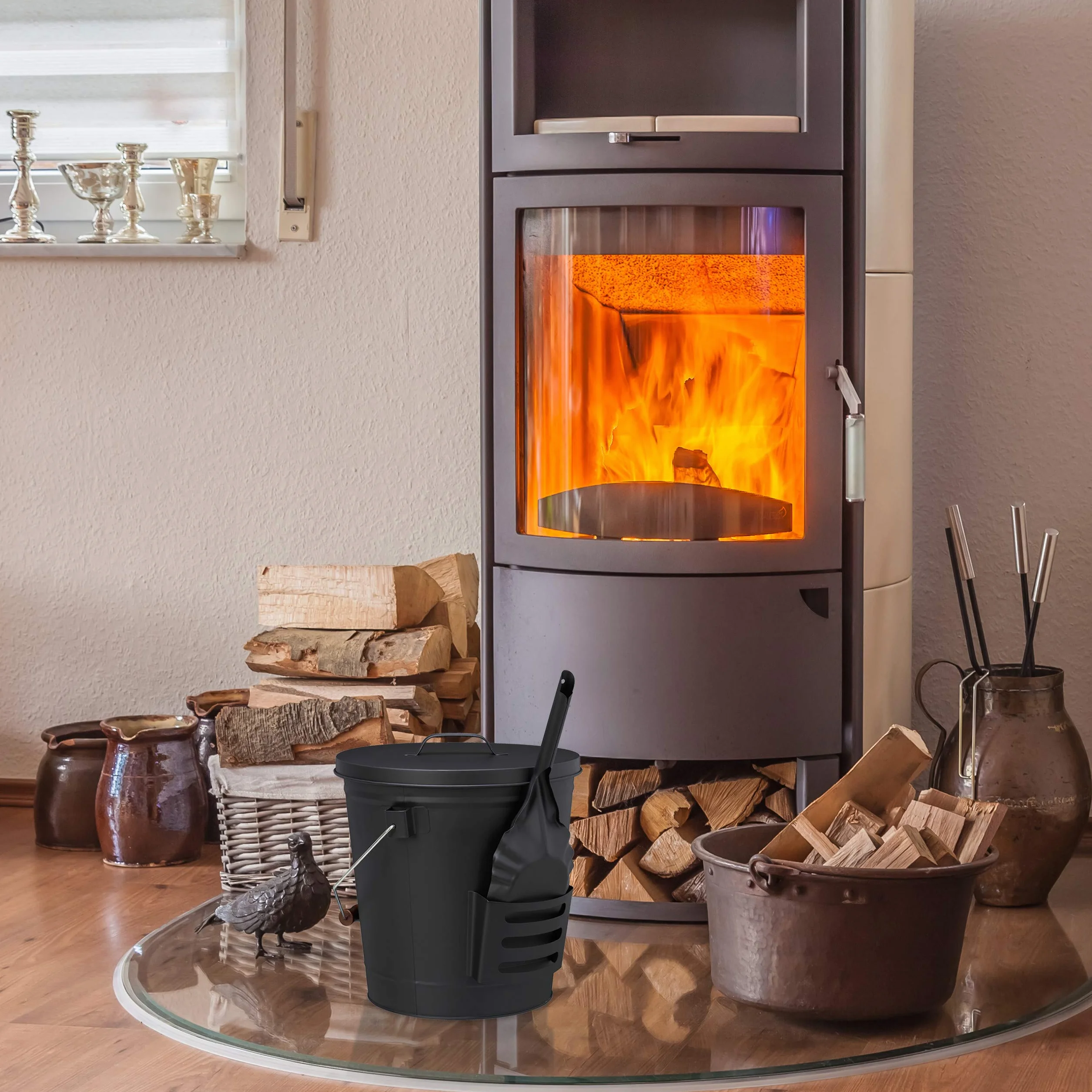 Relaxdays Wiadro z Szufelką, Czarny, 19 l