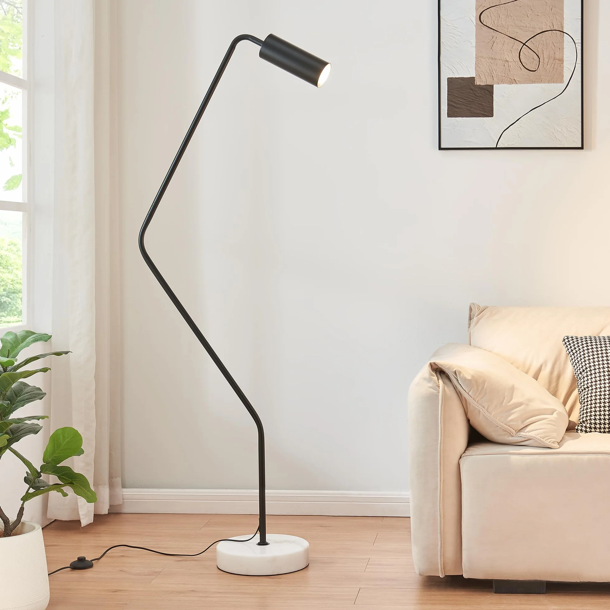 lux.pro Lampa podłogowa GU10 metal marmur biały czarny z przełącznikiem nożnym