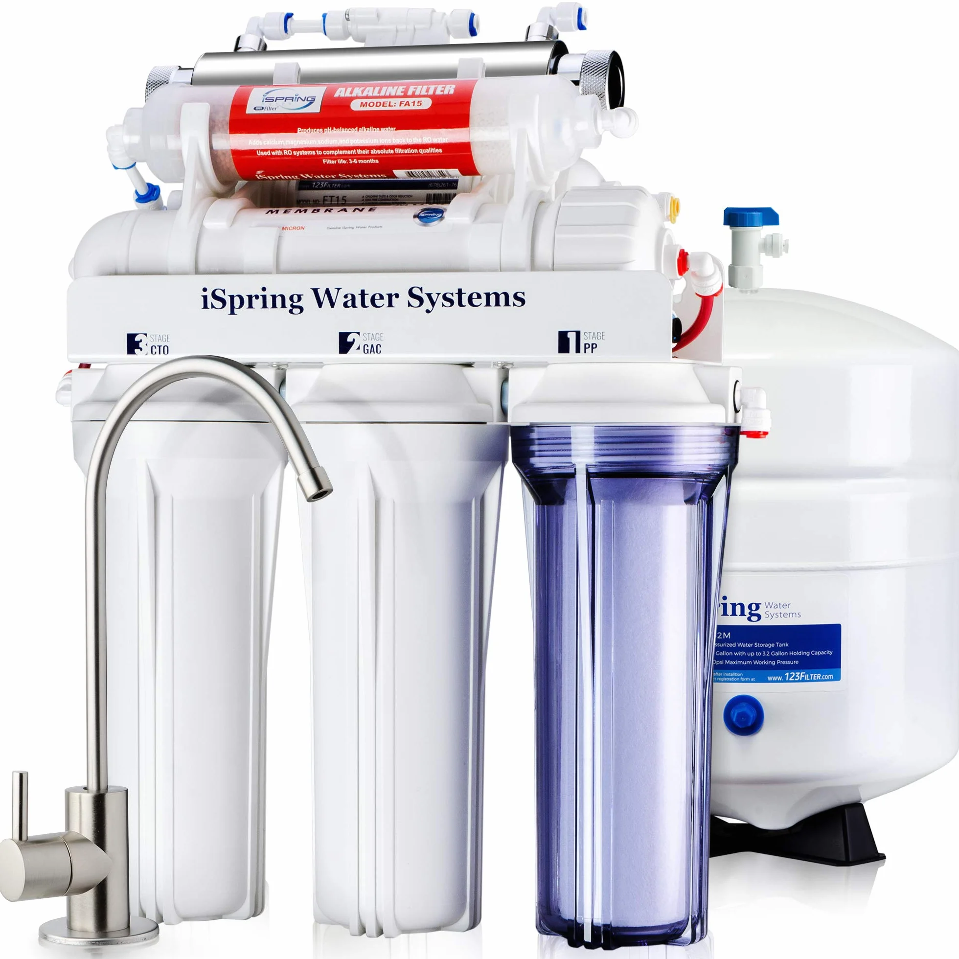 iSpring RCC7AK-UV 75GPD 7-stopniowy system filtracji wody pitnej z odwróconą osmozą pod zlewem