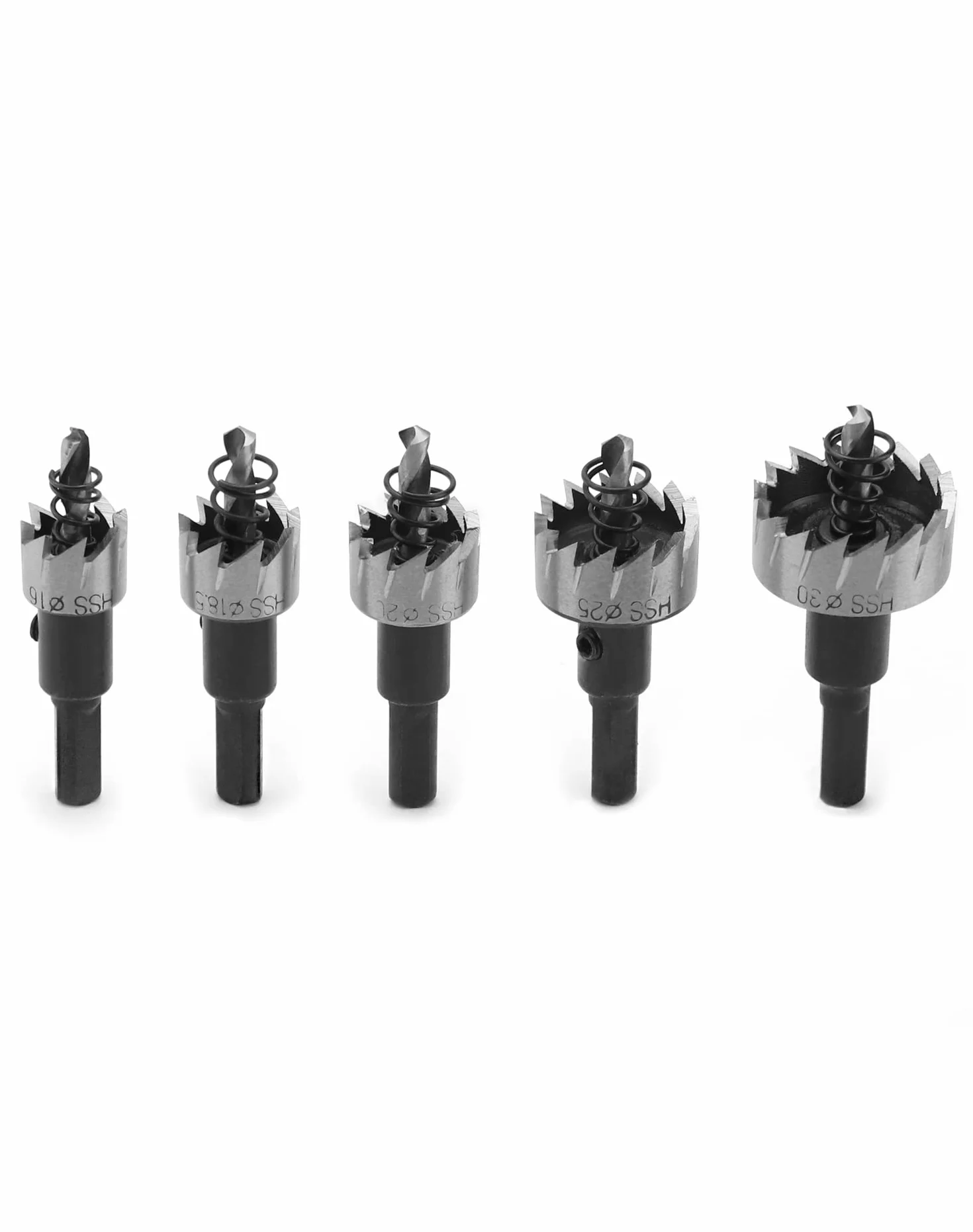 QWORK Zestaw otwornic HSS 16/18,5/20/25/30 mm ze sprężyną